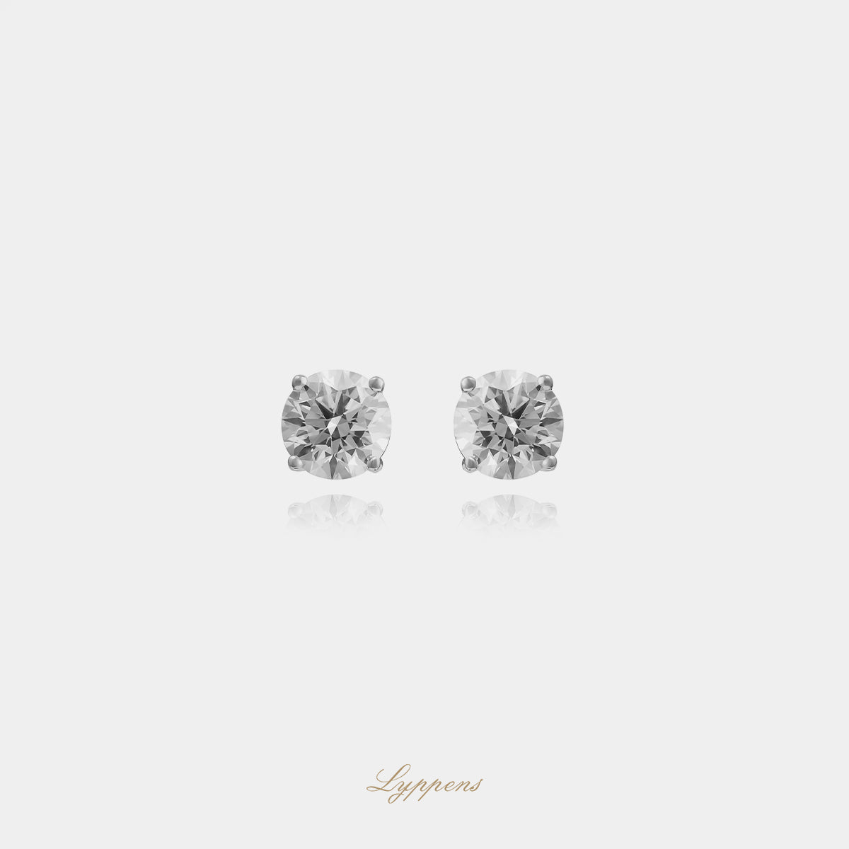 18kt witgouden solitair oorstekers met briljant diamant 1.05ct G VS1 in vierpoots chaton, GIA
