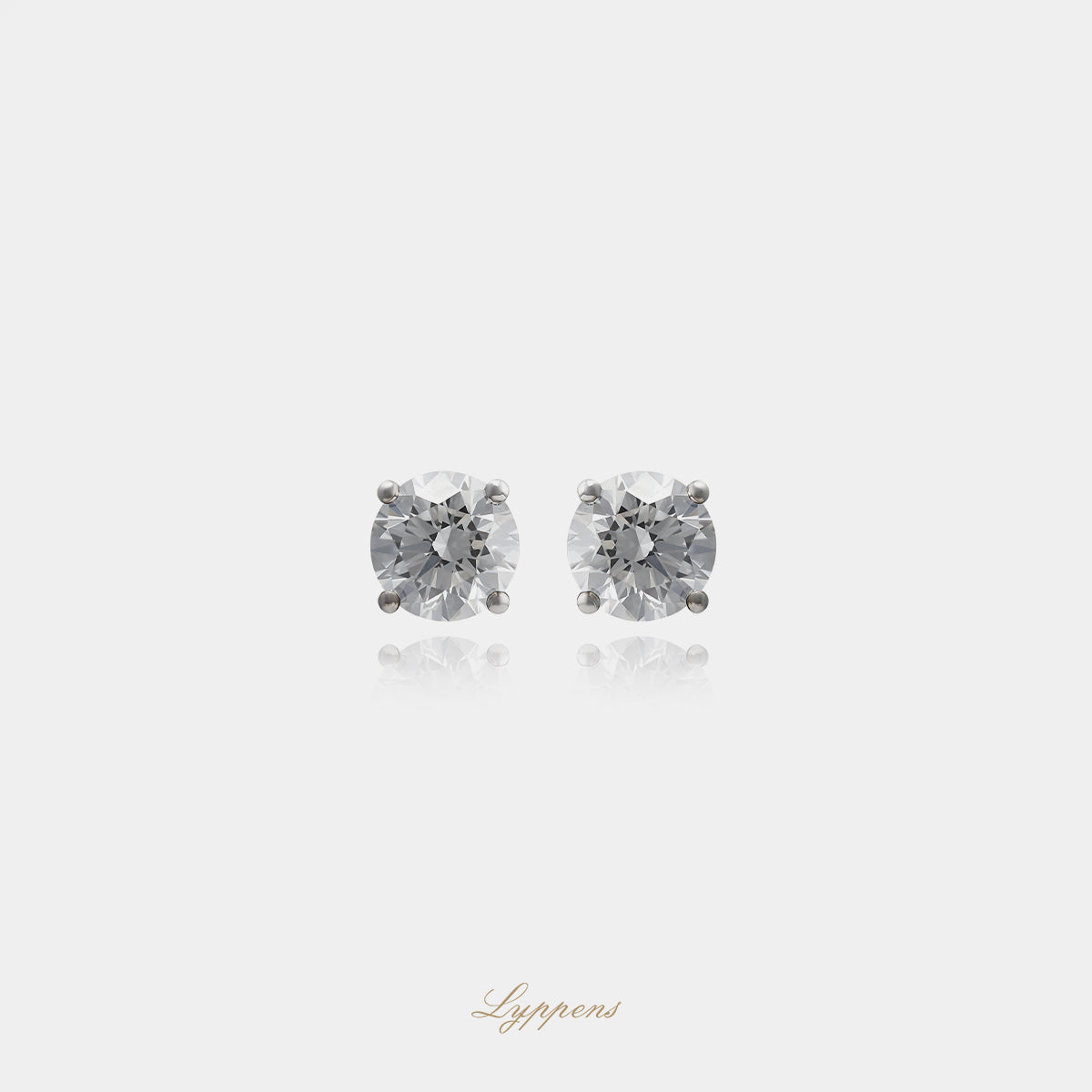 18kt witgouden solitair oorstekers met briljant diamant 1.00ct H SI1 in vierpoots chaton, GIA