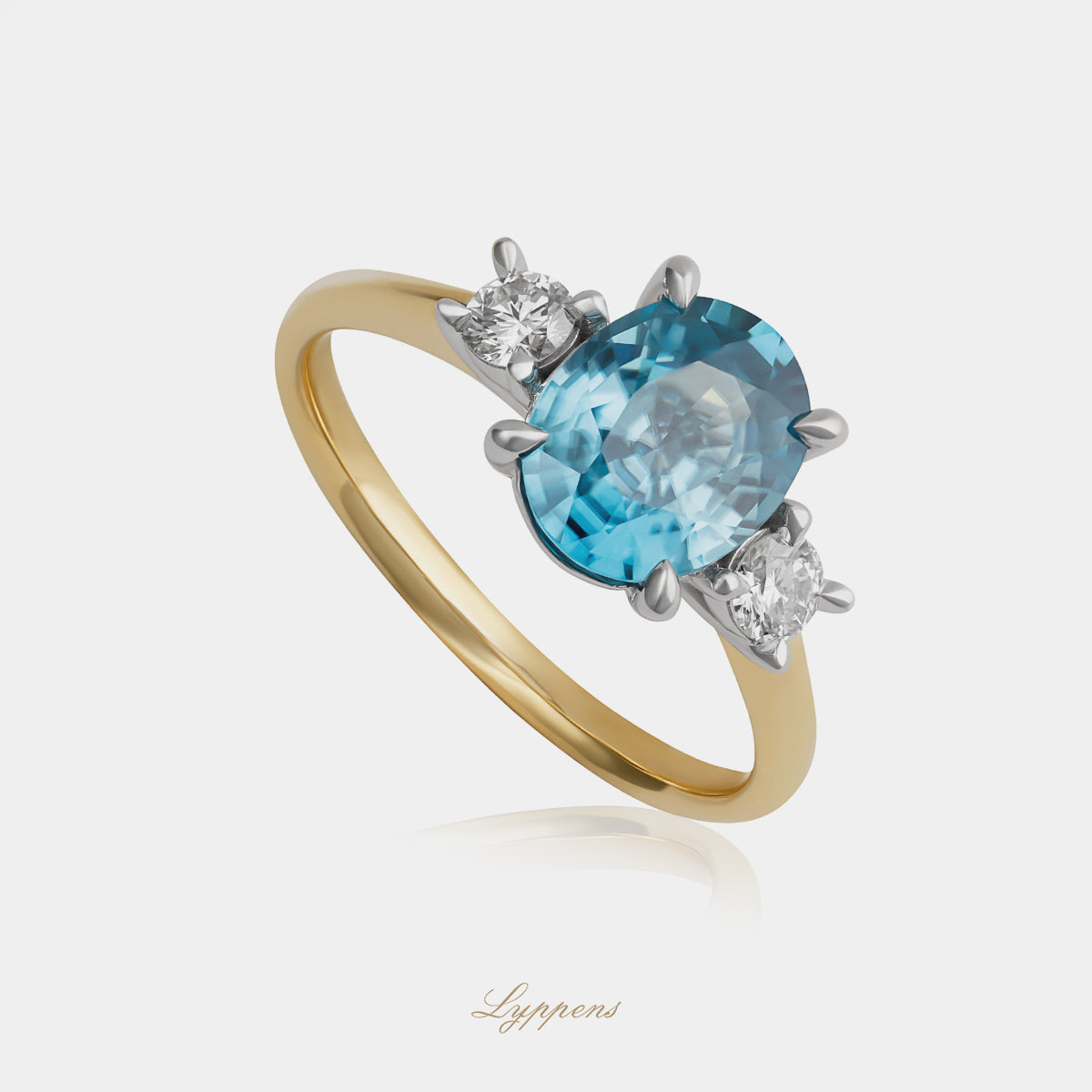 18 karaat geel witgouden ring met zirkoon en briljant geslepen diamant zijstenen 0.24ct