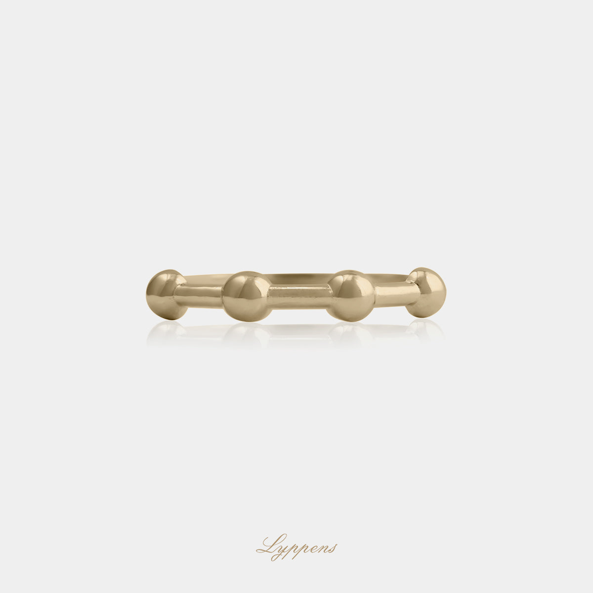 14kt geelgouden ring met bolletjes design, speels en tijdloos
