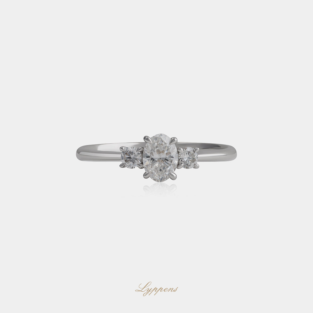 18kt witgouden ring met 0.40ct ovaal diamant E VS1 en briljant diamant 0.14ct G SI1, GIA