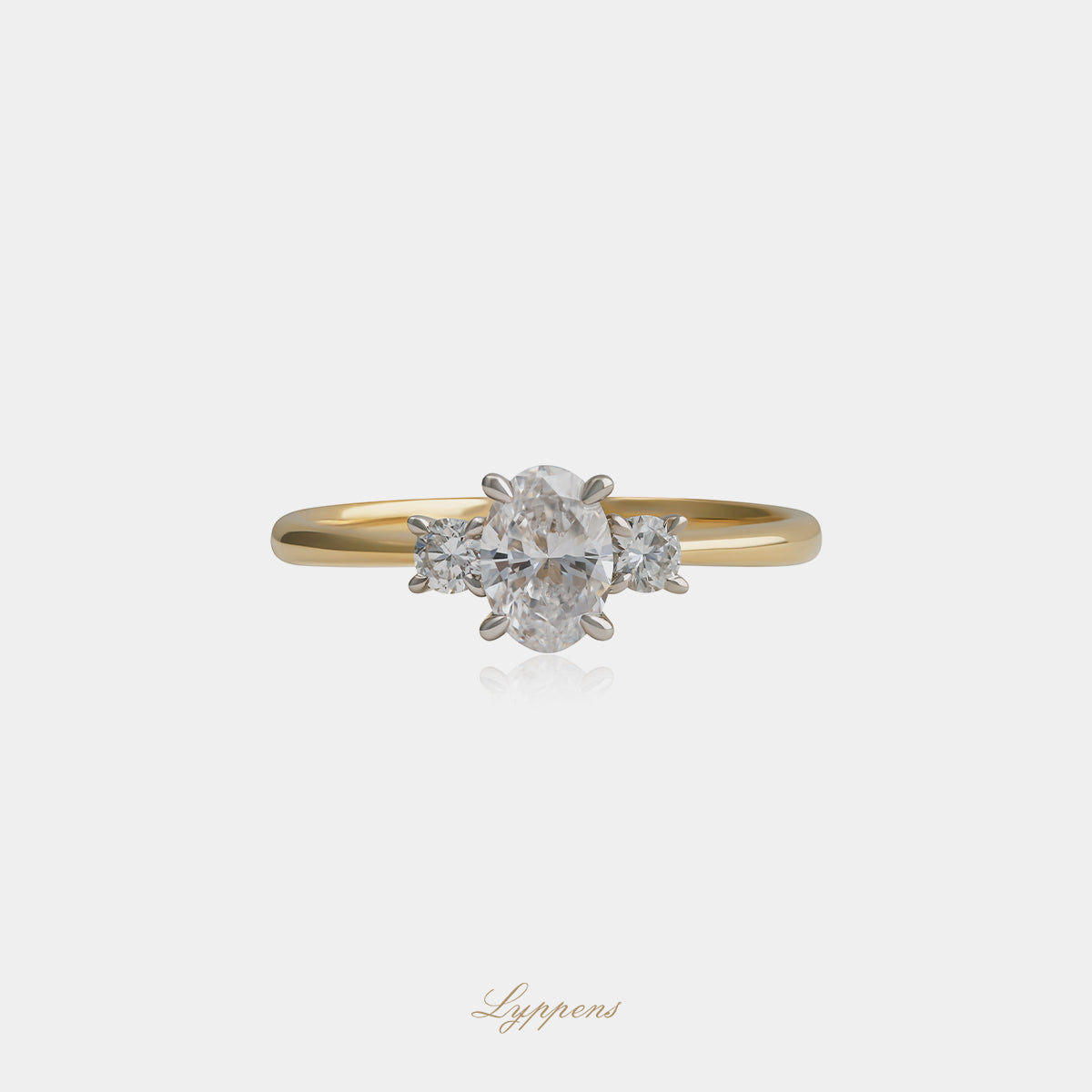 18kt geel- en witgouden ring met 0.51ct ovaal diamant D VVS1 en briljant diamant 0.14ct G SI1, GIA