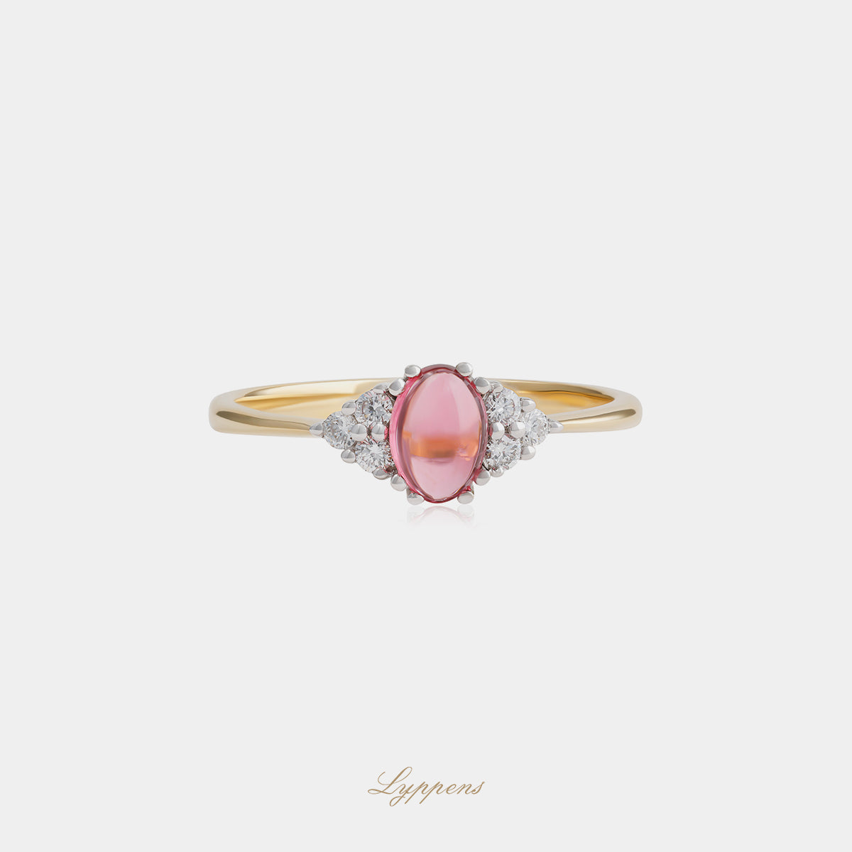18kt geel- en witgouden ring met ovaal toermalijn en briljant diamant 0.12ct G SI1
