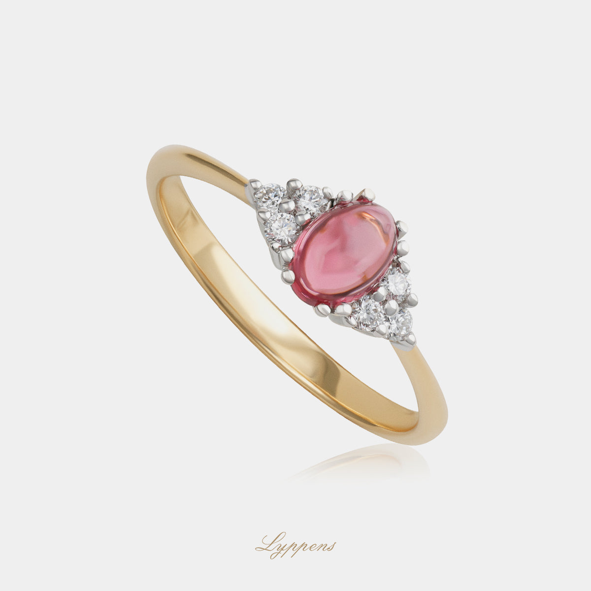 Geelgouden ring met toermalijn en diamant