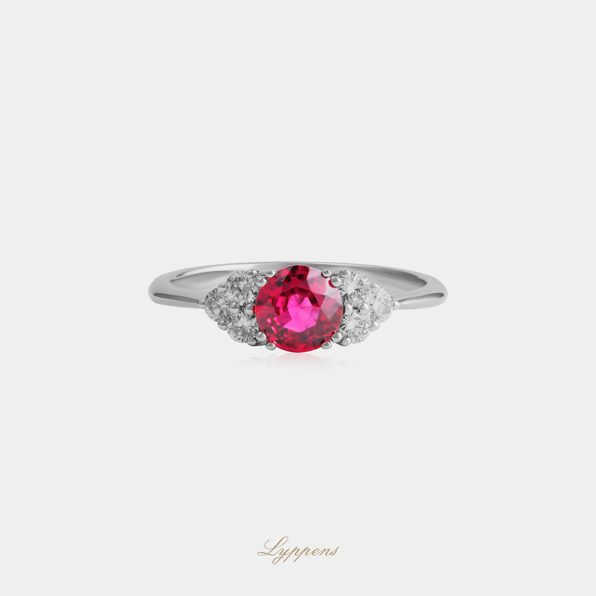 18kt witgouden ring met rond robijn en briljant diamant 0.28ct G SI1