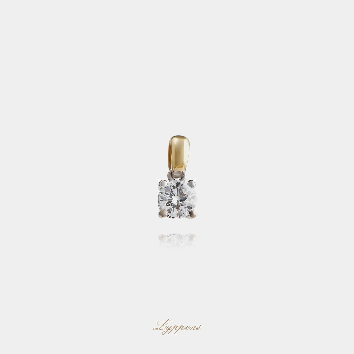 18kt geel- en witgouden solitair hanger met briljant diamant 0.30ct E SI2, HRD gecertificeerd