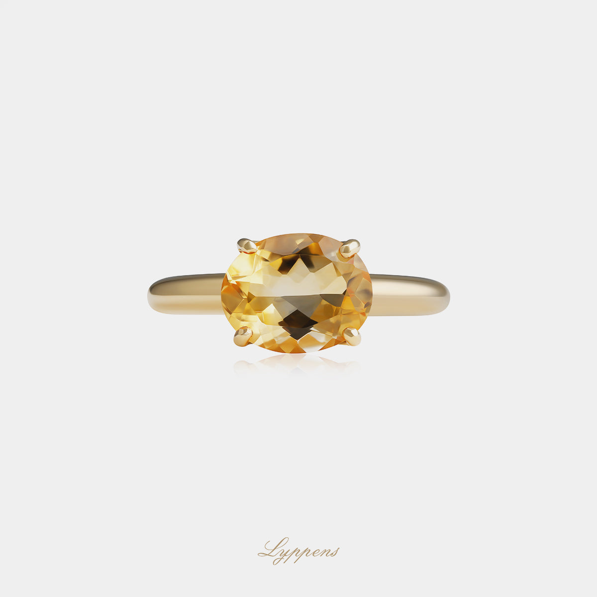 Geelgouden solitair ring met citrien