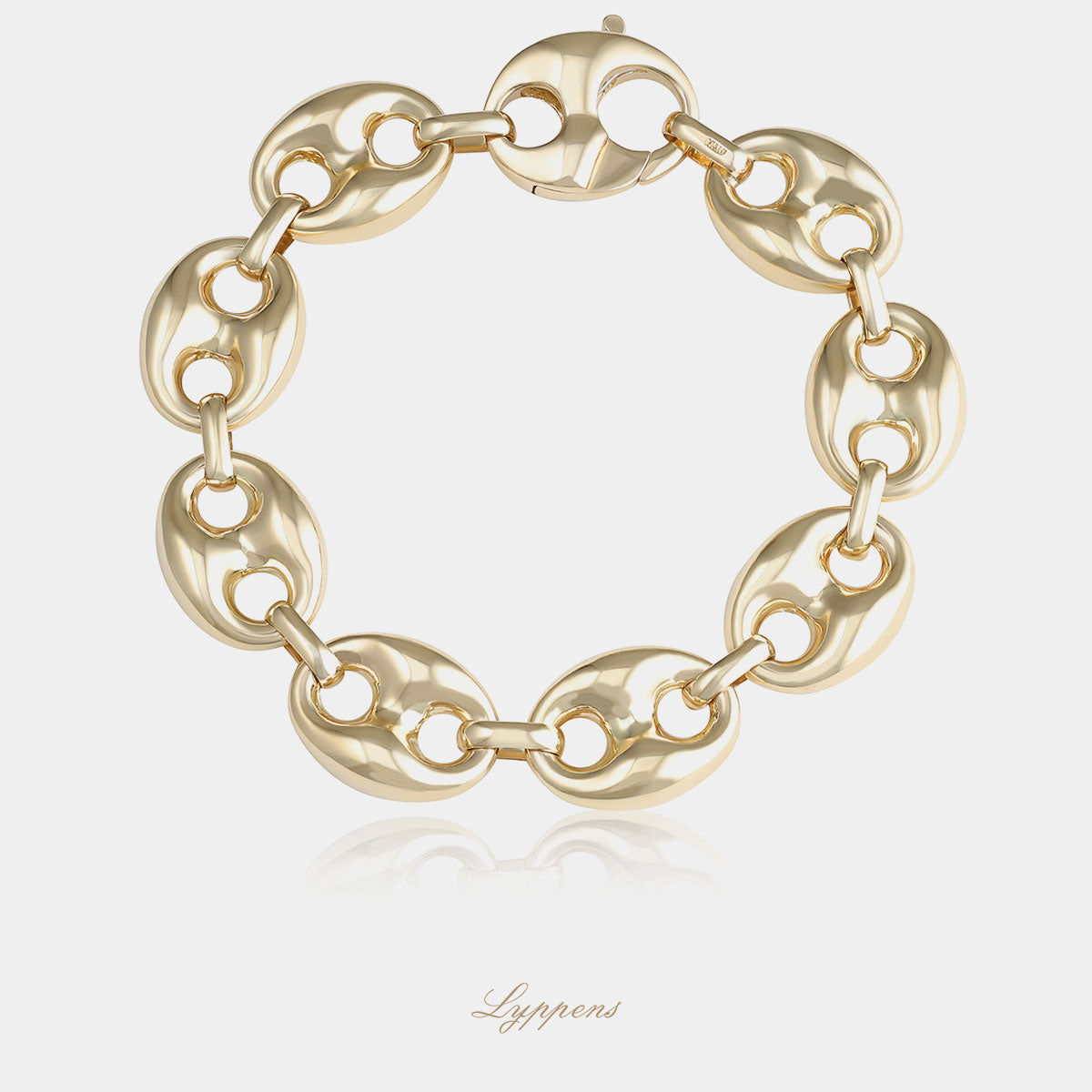 Geelgouden koffieboon schakel armband