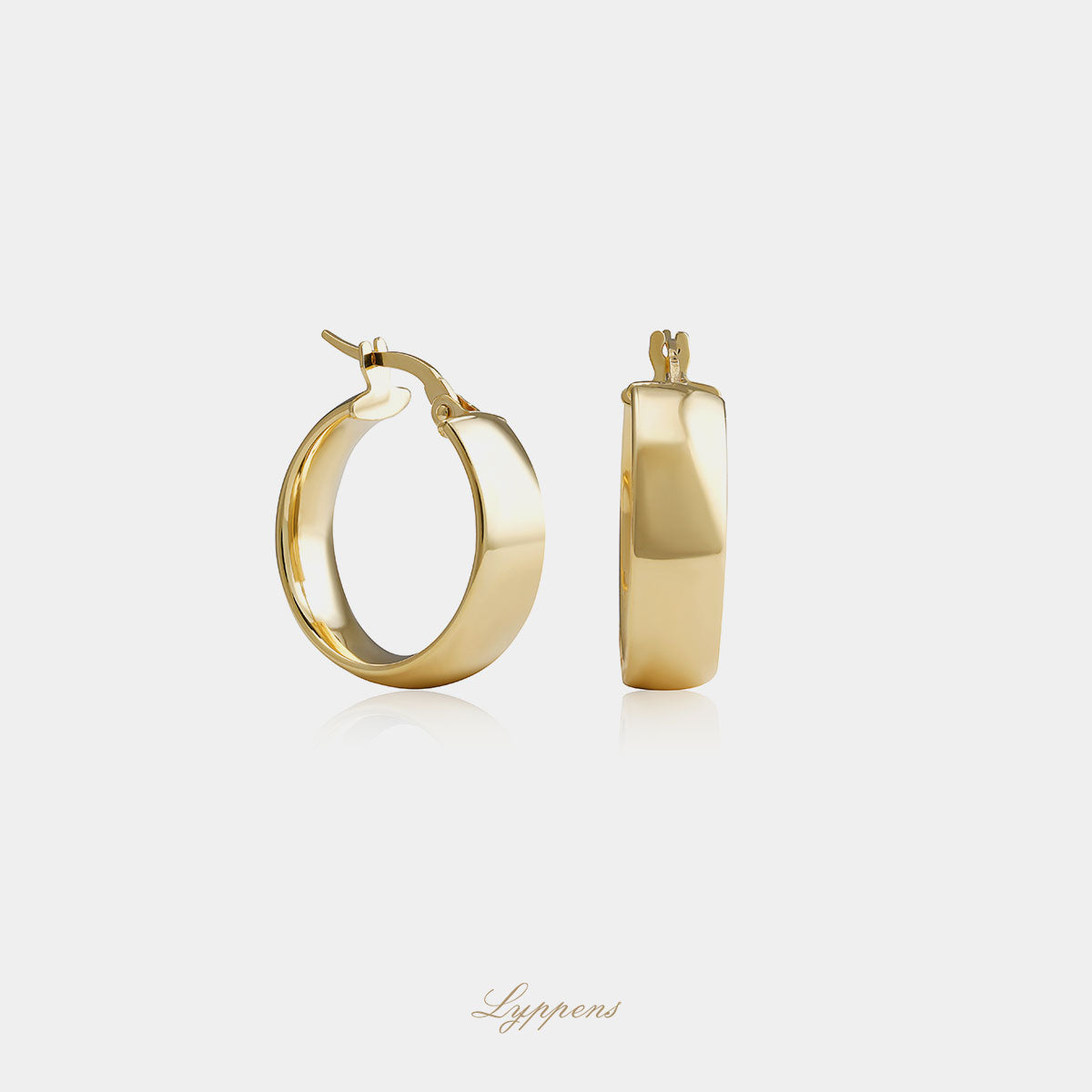 Geelgouden oorringen in 14 karaat goud, uitgevoerd in een stijlvol en minimalistisch ontwerp.