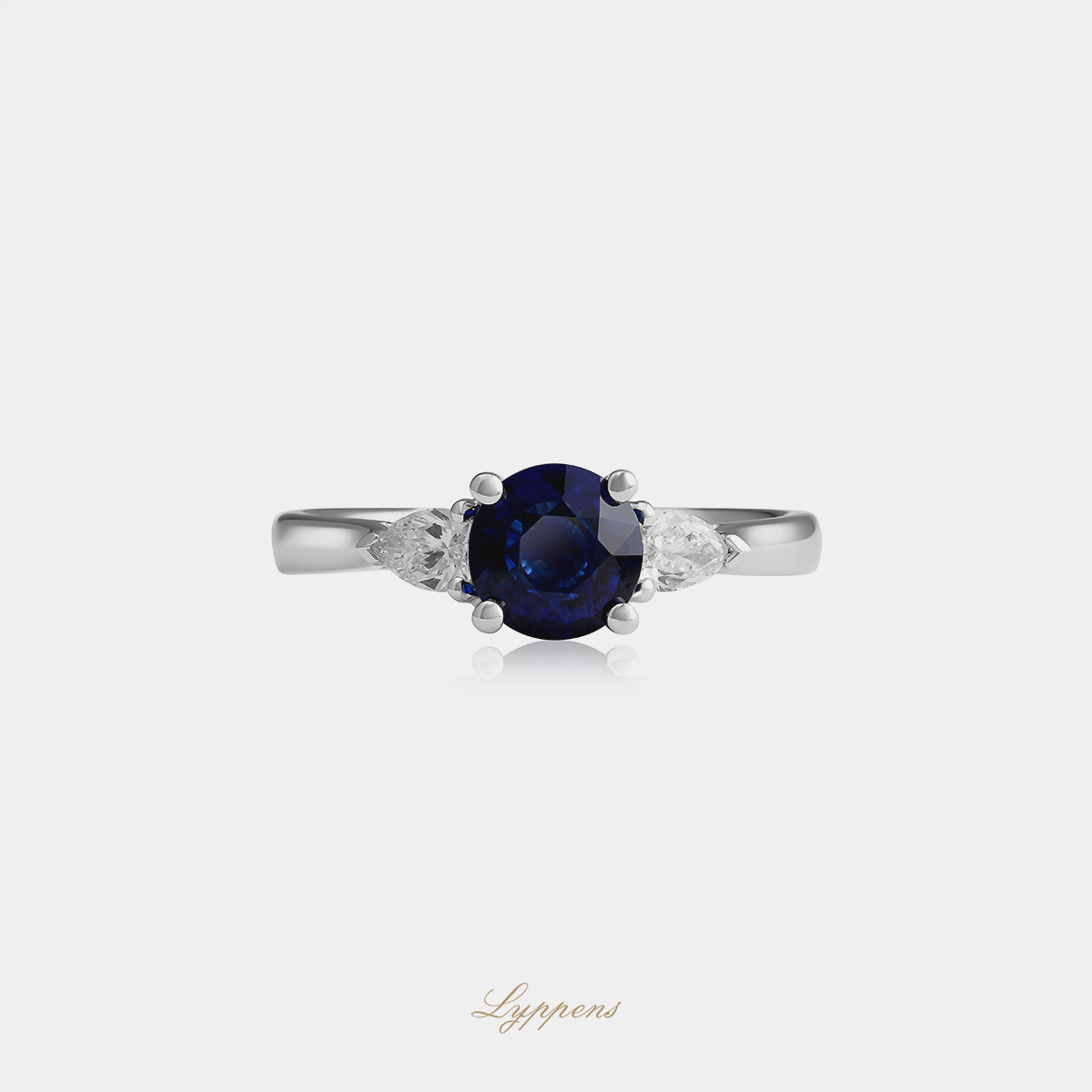 Witgouden ring met saffier en diamant