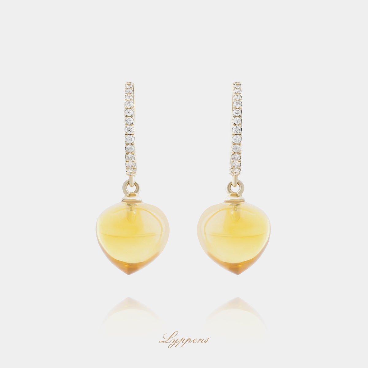Yellow gold earrings with citrine and diamonds