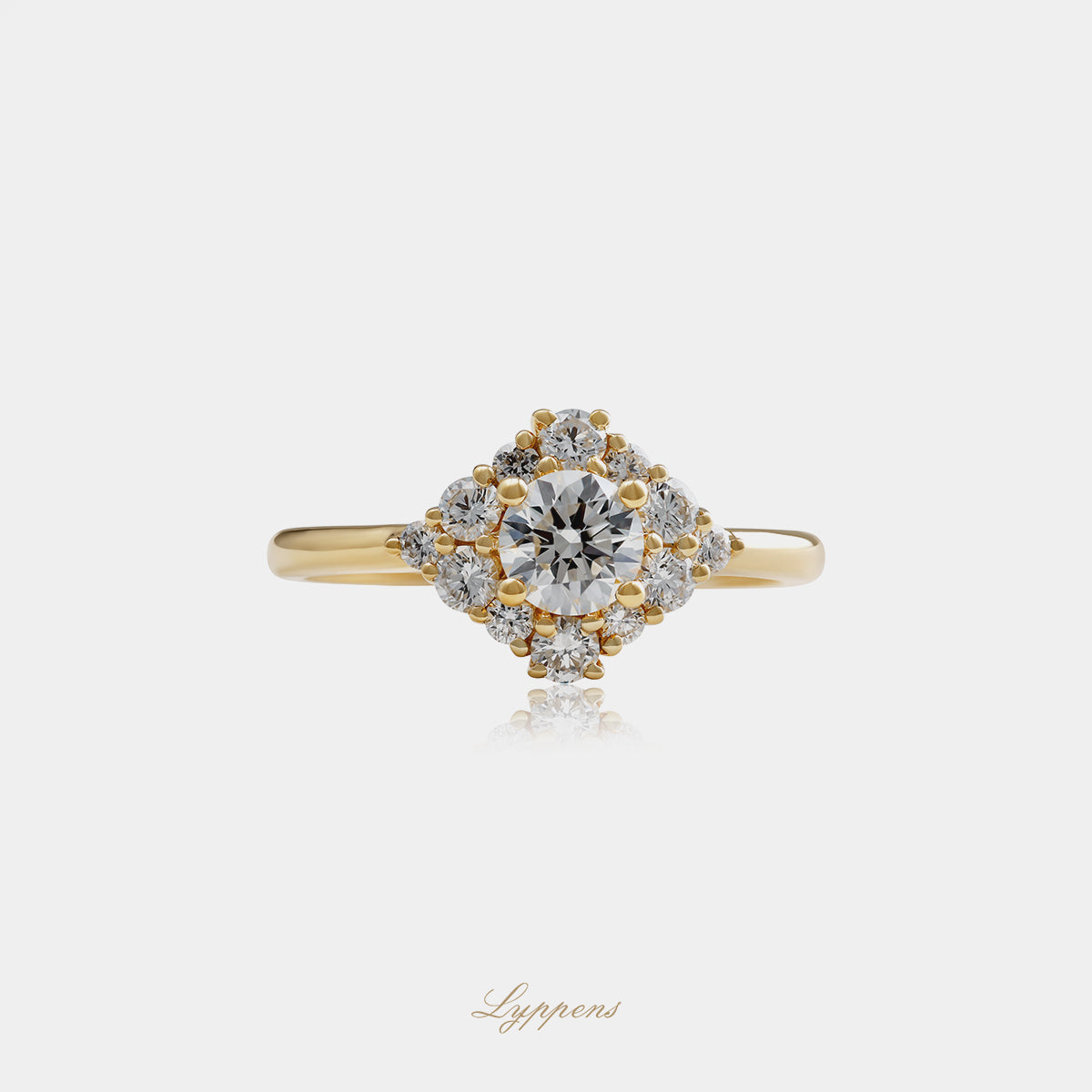 Geelgouden entourage ring met diamant