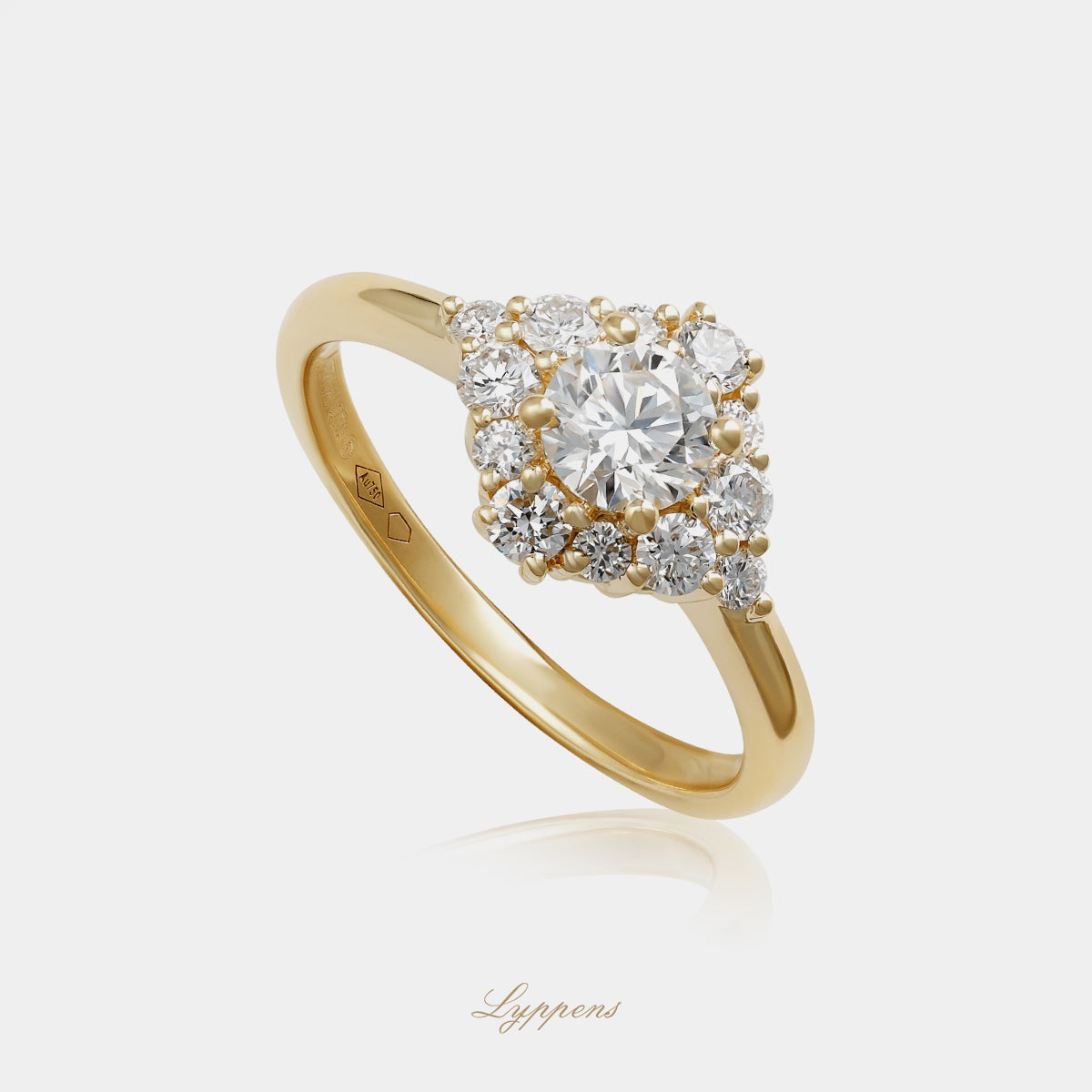 Geelgouden entourage ring met diamant
