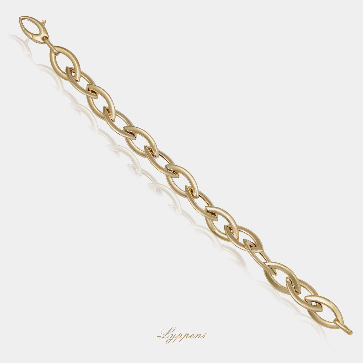 Geelgouden fantasie schakelarmband