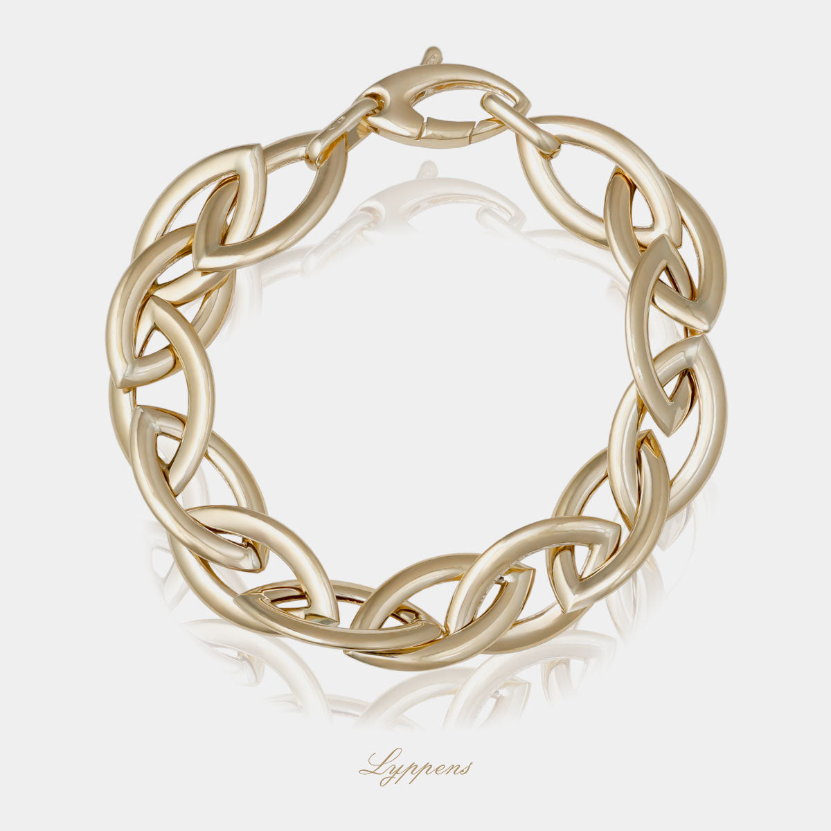 Geelgouden fantasie schakelarmband
