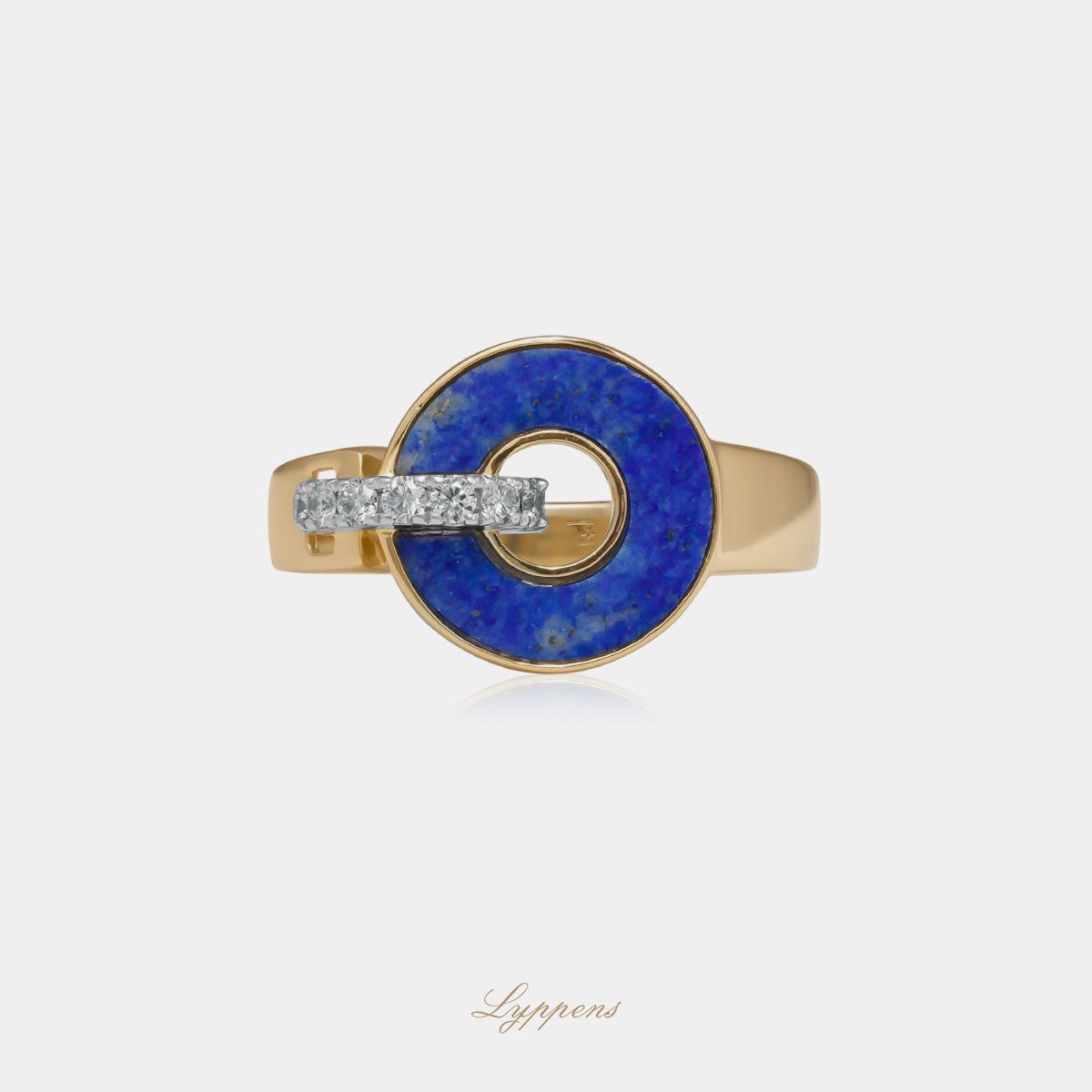 Yellow gold ring with lapis lazuli and diamonds