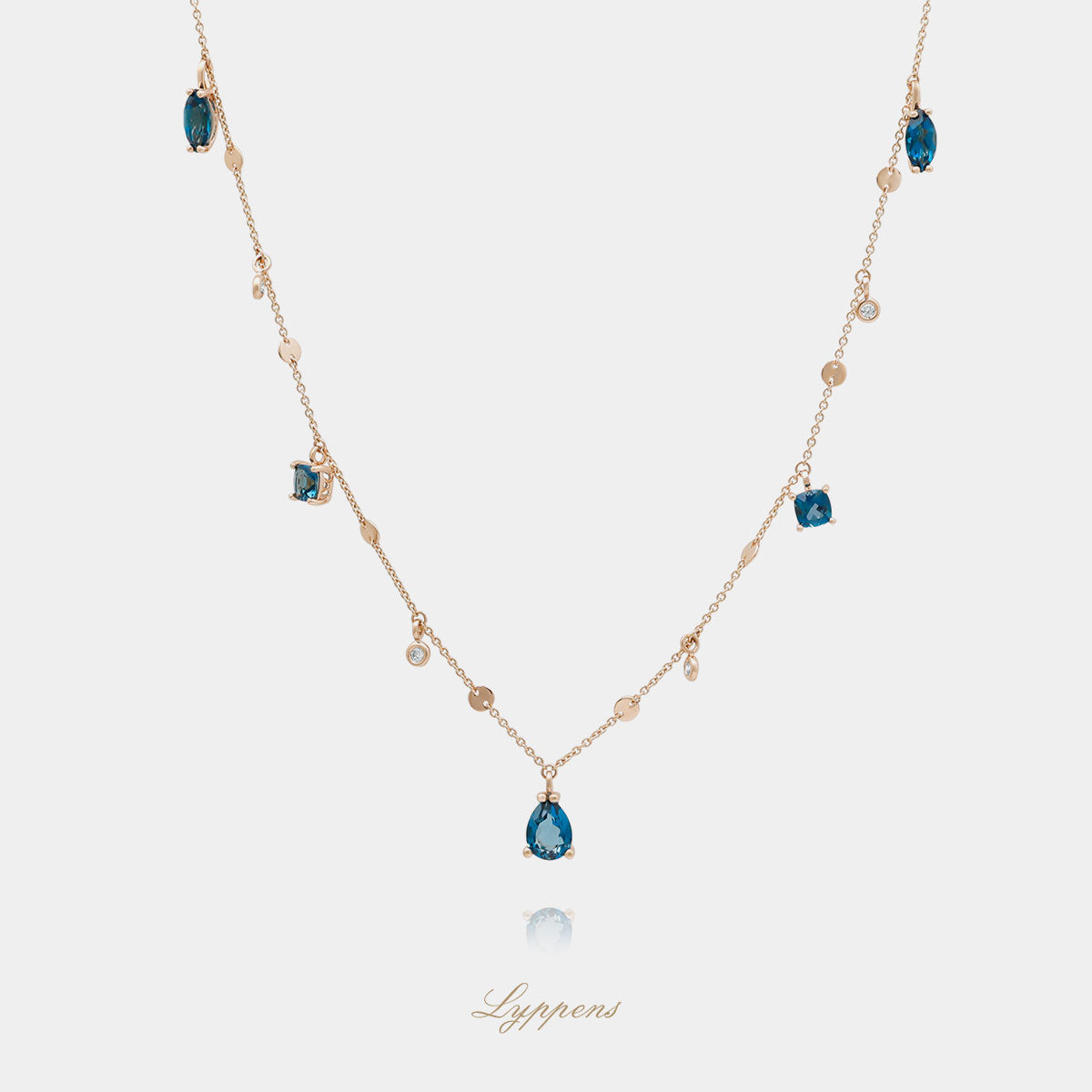 Roségouden collier met topaas en diamant