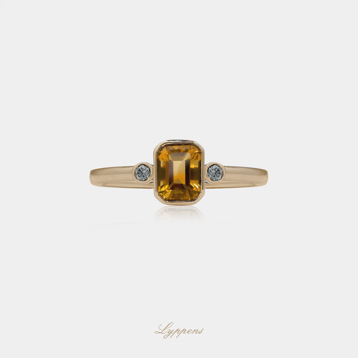 Geelgouden ring met citrien en diamant