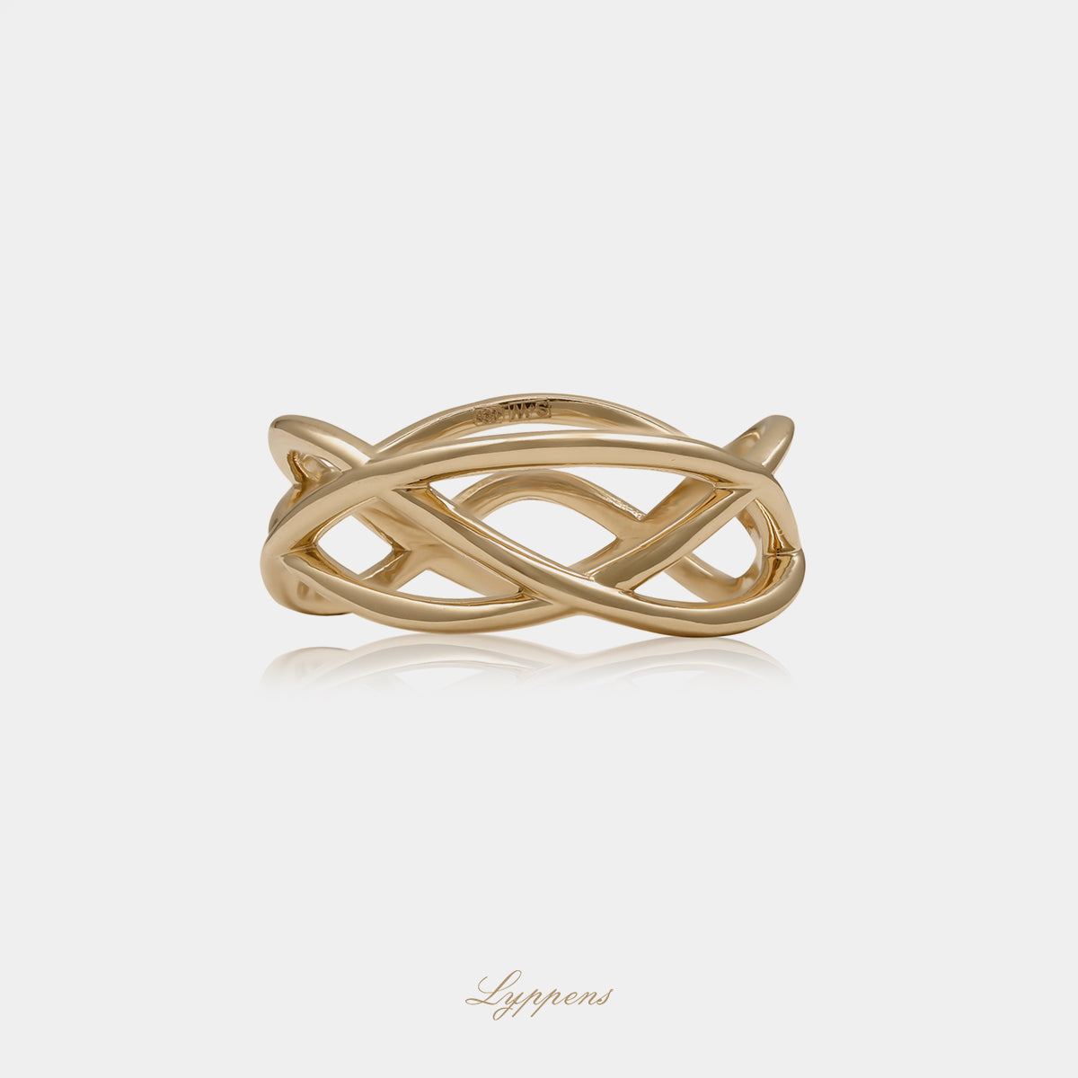 14kt geelgouden gevlochten ring met verfijnd ambachtelijk ontwerp