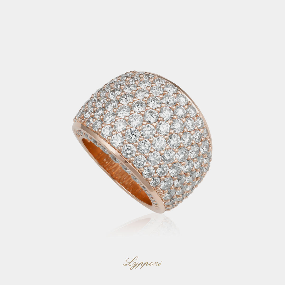 18kt roségouden cocktail ring pavé met briljant diamant 9.12ct G VS1