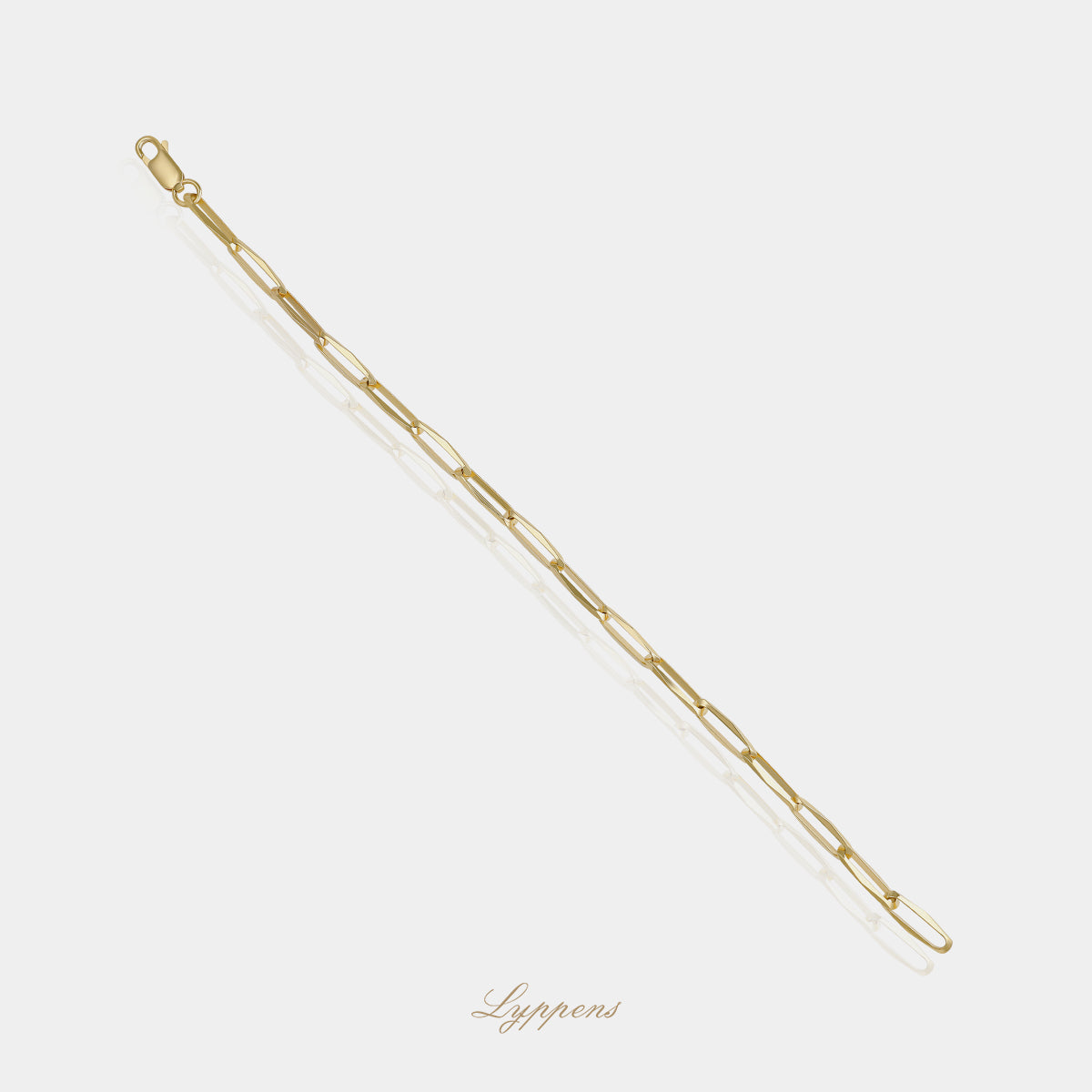 14 karaat geelgouden Closed Forever armband met langwerpige schakels van 14 x 4.5mm en een lengte van 19cm