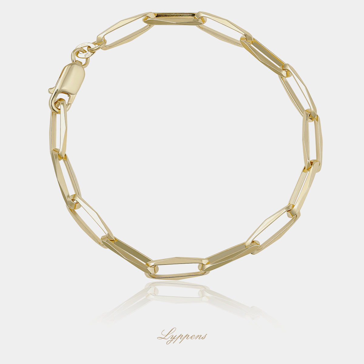 14kt geelgouden Closed Forever schakelarmband met een lengte van 19cm en schakels van 15 x 5.5mm