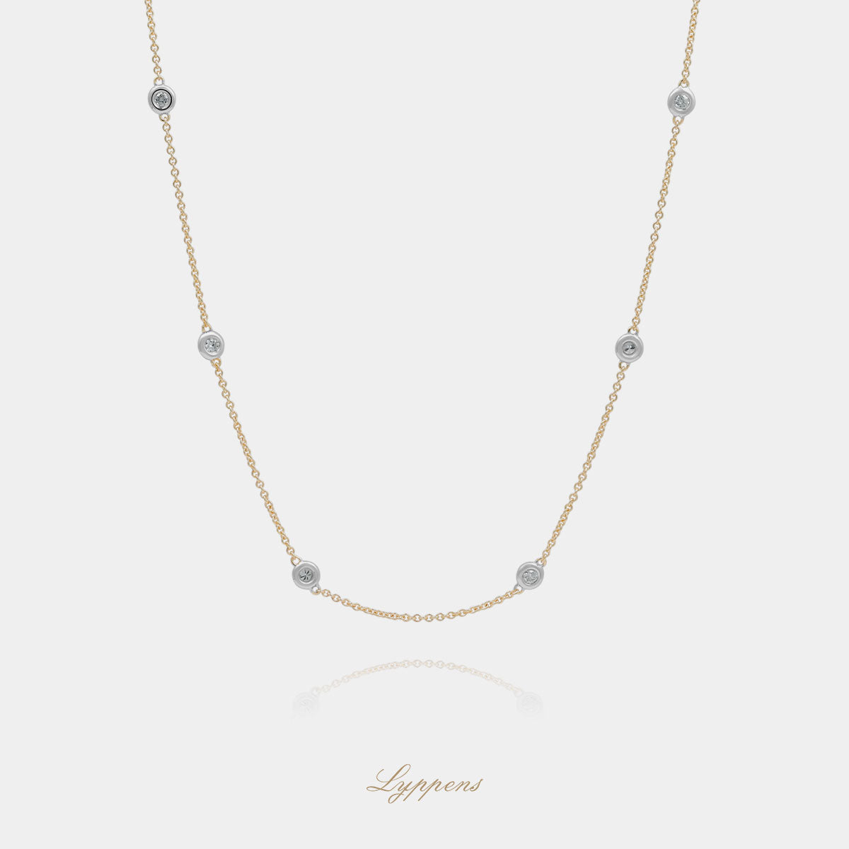 14kt geelgouden anker schakelcollier met diamant 0.35ct G SI1 in witgouden zetting