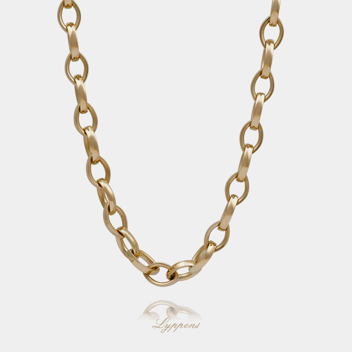 14kt geelgouden fantasie schakelcollier dit collier is opgebouwd uit ovaal vormige schakels