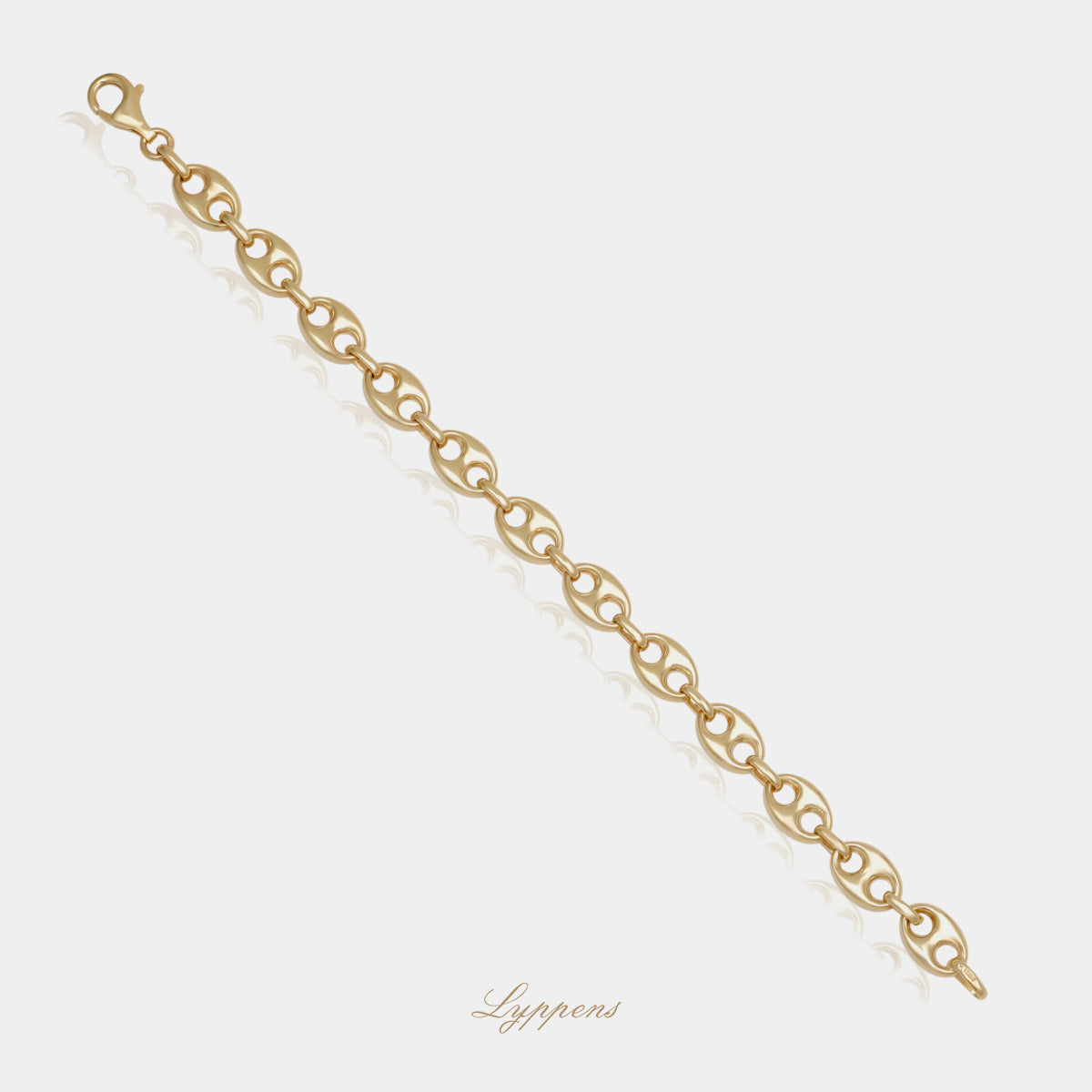 Yellow gold coffee bean link bracelet