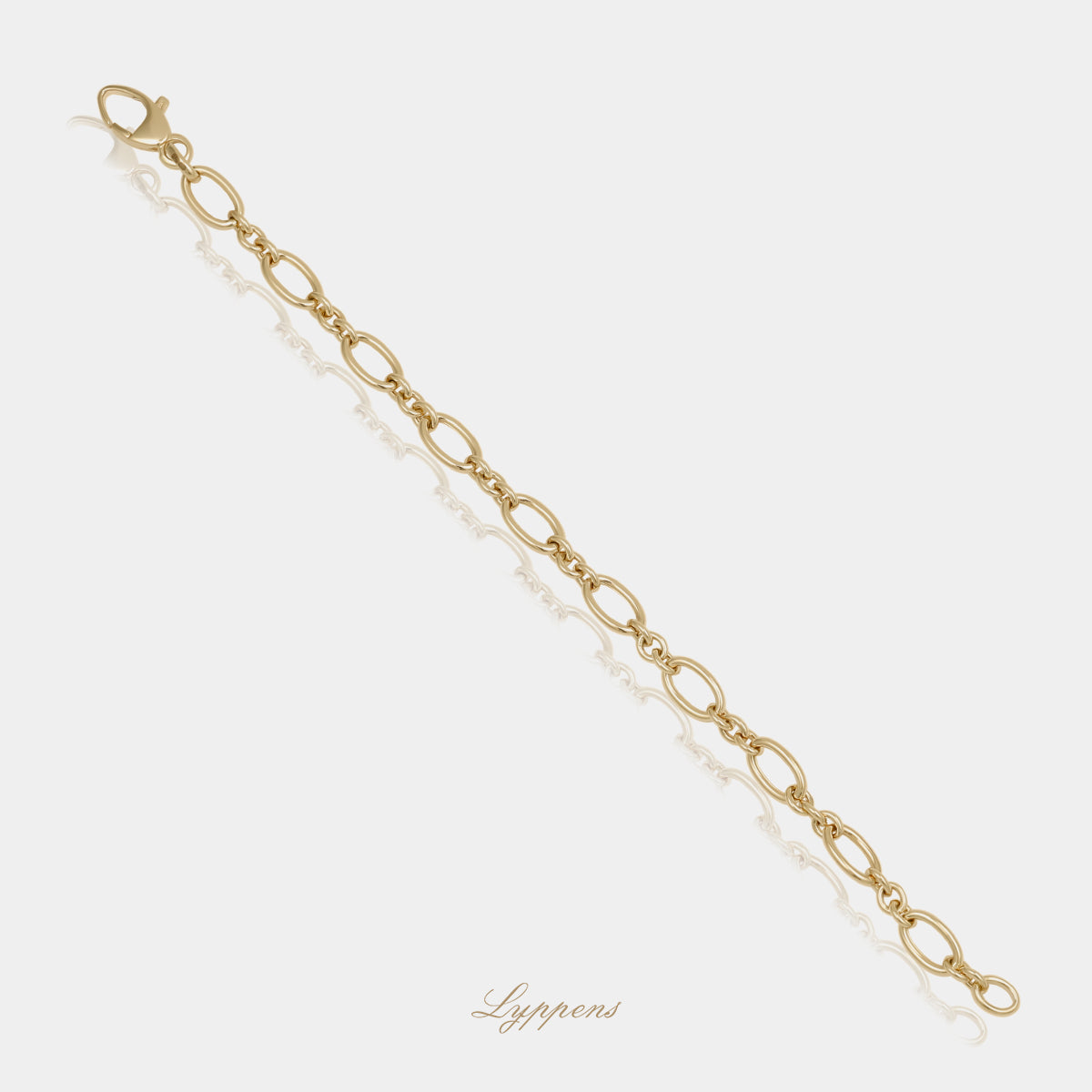 14kt geelgouden fantasie schakelarmband deze armband is opgebouwd uit ovale schakels