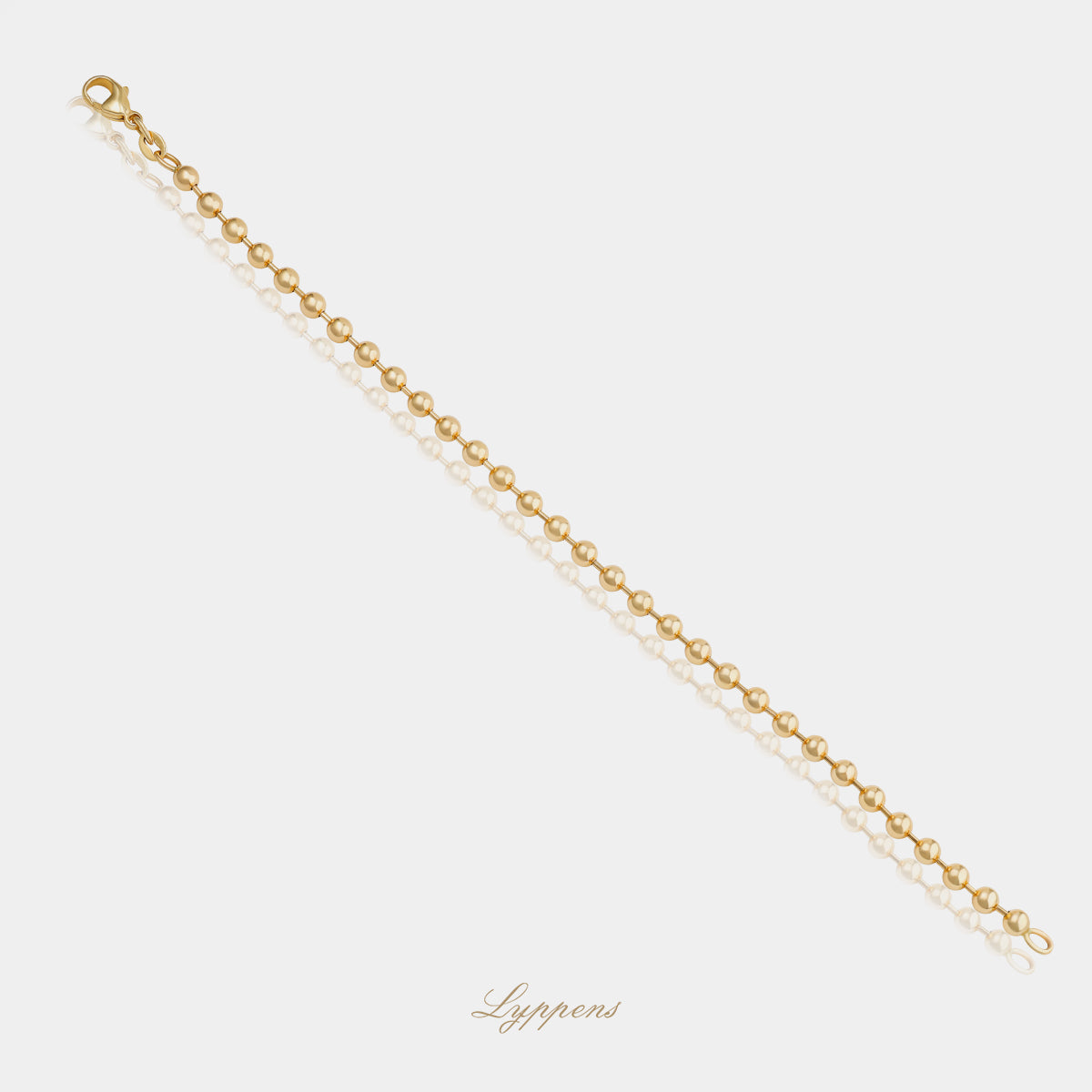 14 karaat geelgouden armband met bolletjes schakels, minimalistisch en elegant