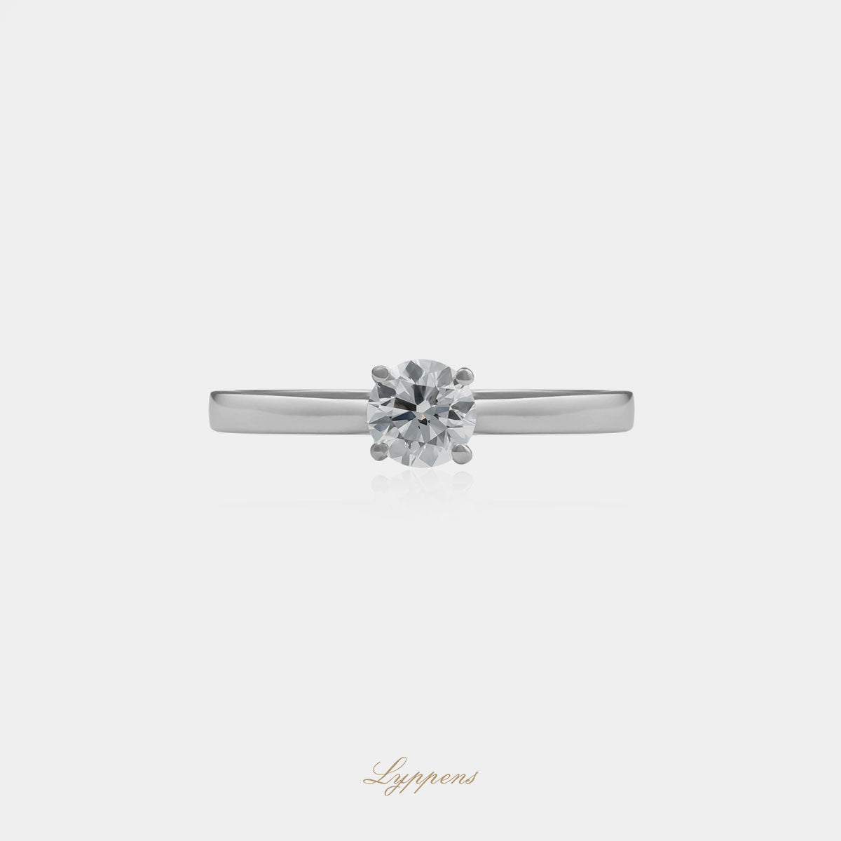 18kt witgouden solitair ring met briljant geslepen diamant 0.46 ct F SI1 in Amsterdam montuur, GIA gecertificeerd
