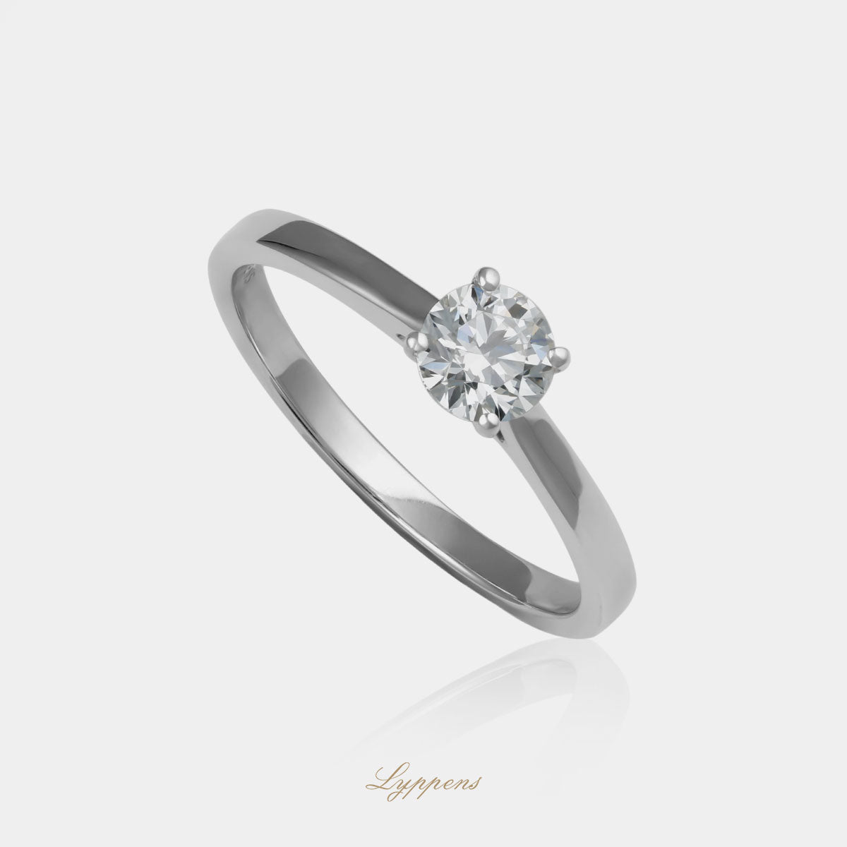 Witgouden solitair ring met briljant geslepen diamant