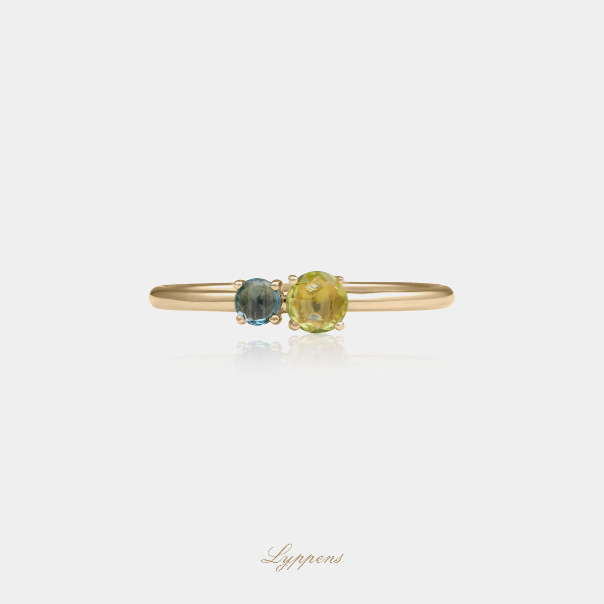 Geelgouden ring met peridoot en topaas