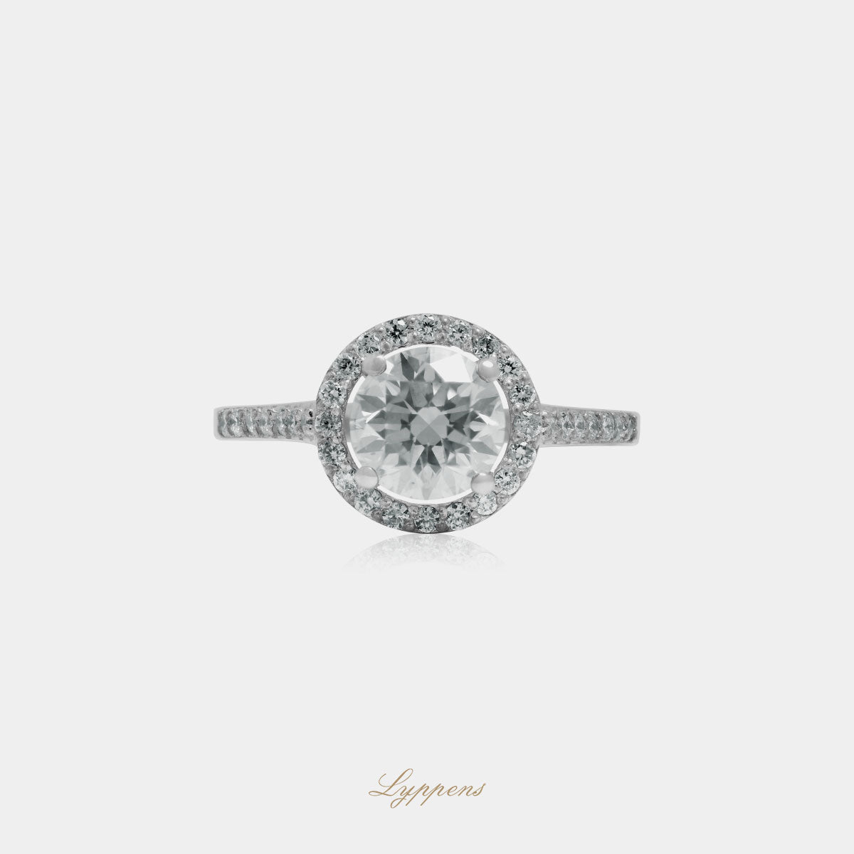 14kt witgouden entourage ring met briljant geslepen diamanten ca. 1.20 ct H SI