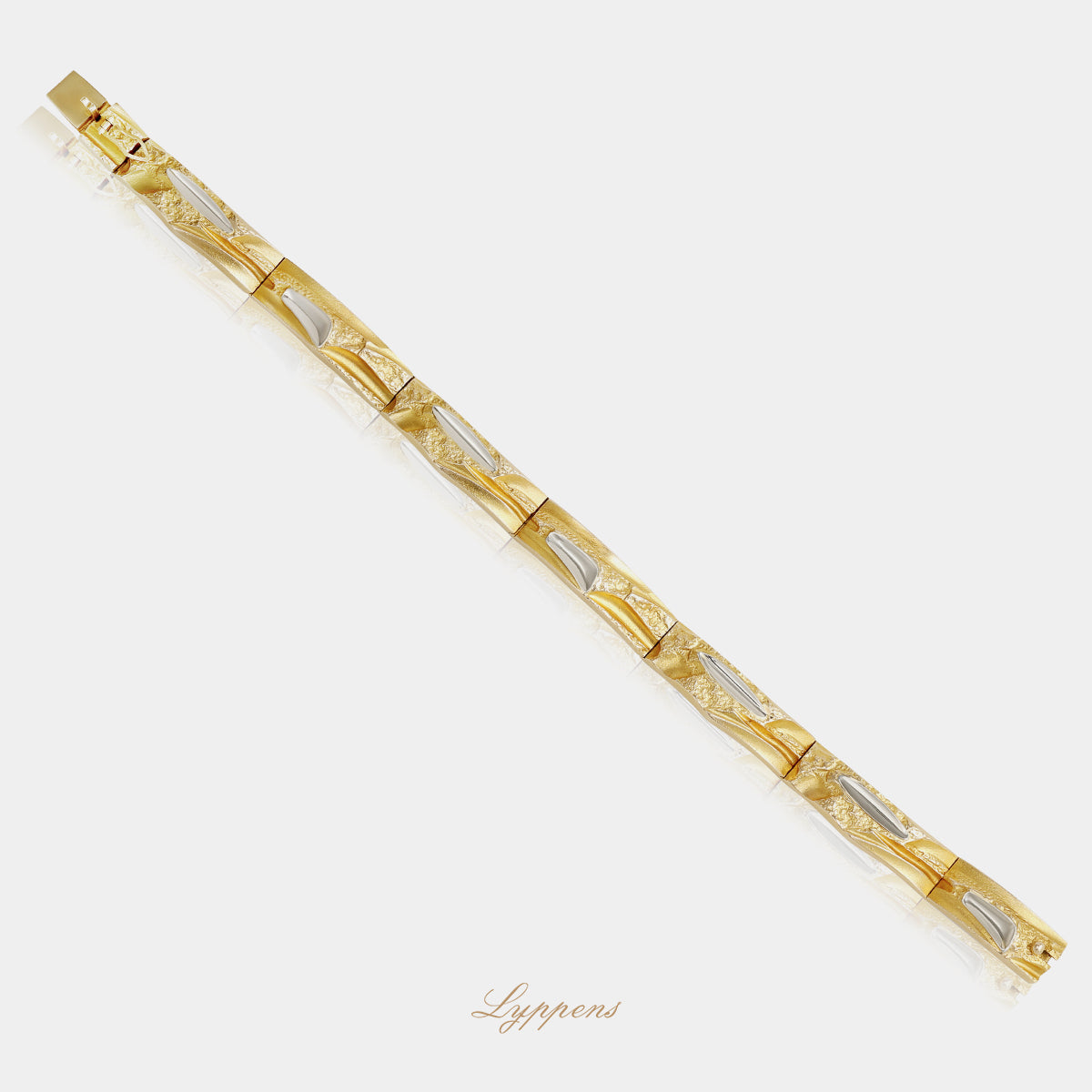 Geel- met witgouden vintage jaren ’80 Lapponia schakelarmband