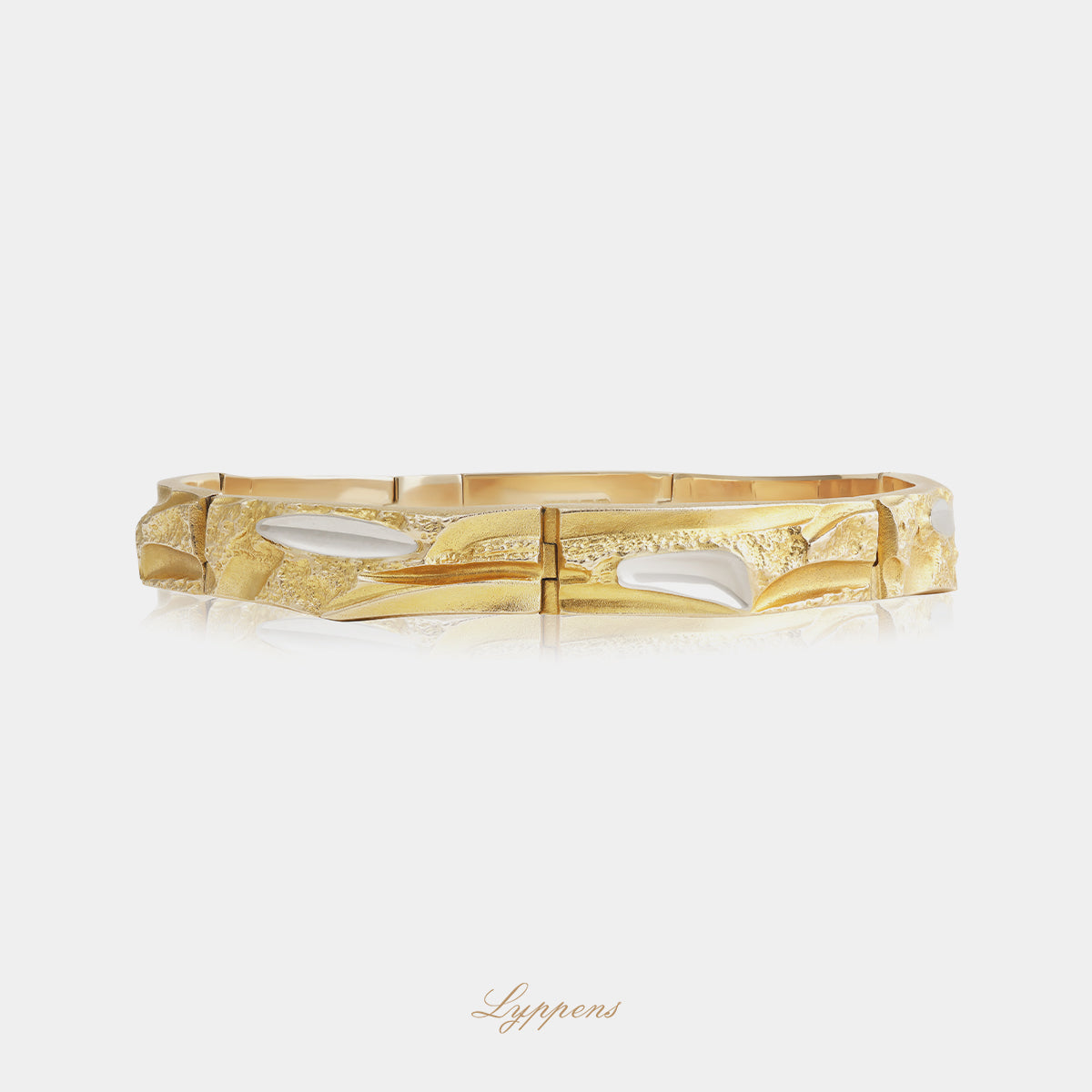 Geel- met witgouden vintage jaren ’80 Lapponia schakelarmband