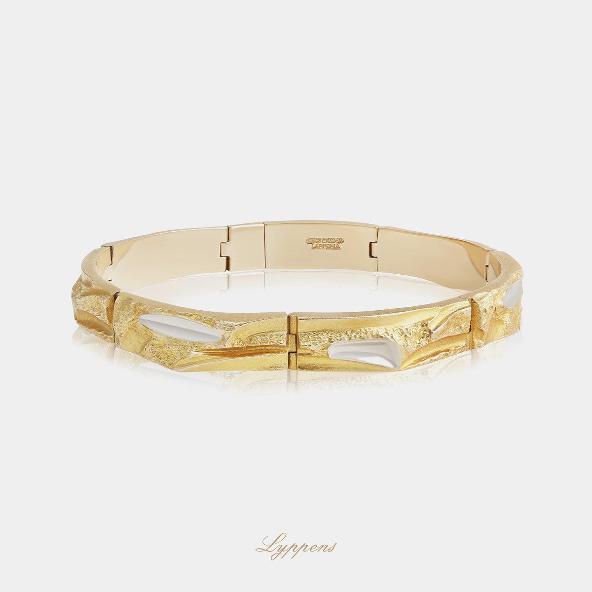 Geel- met witgouden vintage jaren ’80 Lapponia schakelarmband