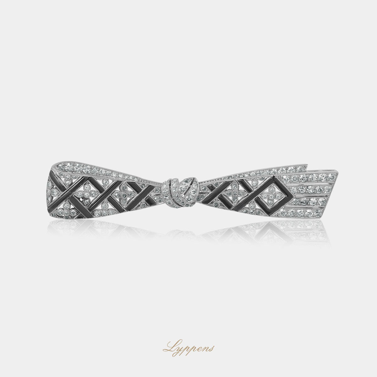 Platina Art Deco broche met diamant