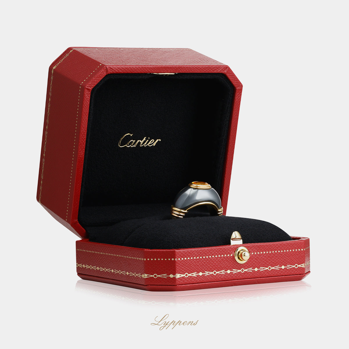 Yellow gold Cartier vintage 1980s ring with yellow sapphire and silverium