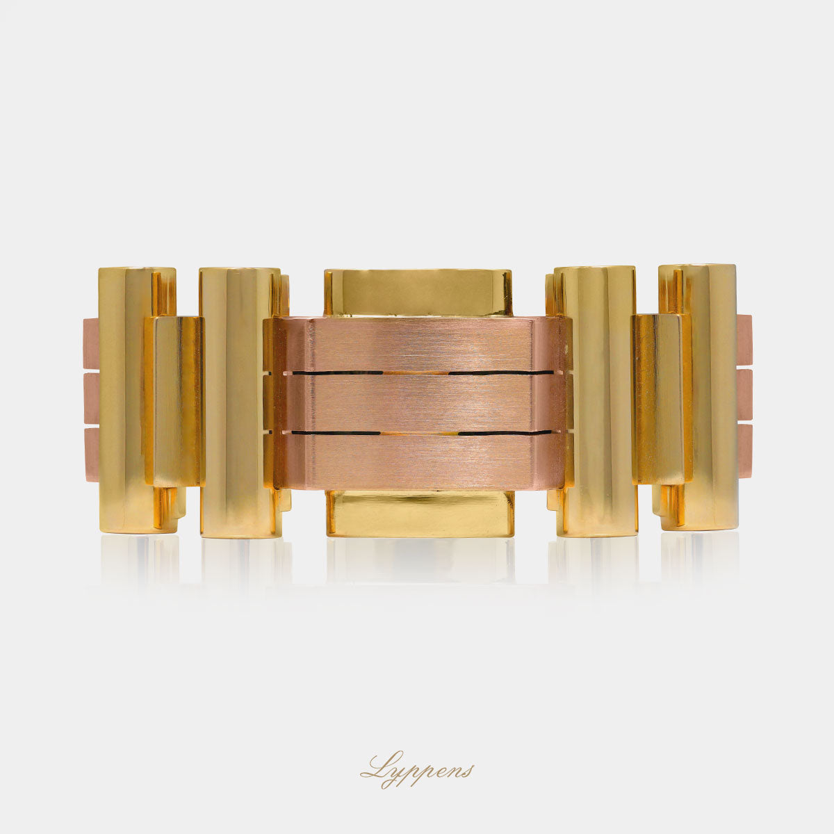 Yellow and rose gold vintage 1940s tank bracelet