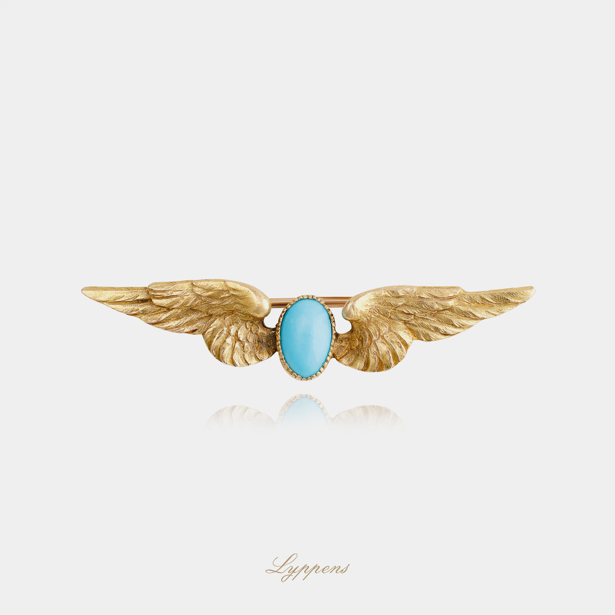 Geelgouden Art Nouveau broche met turkoois