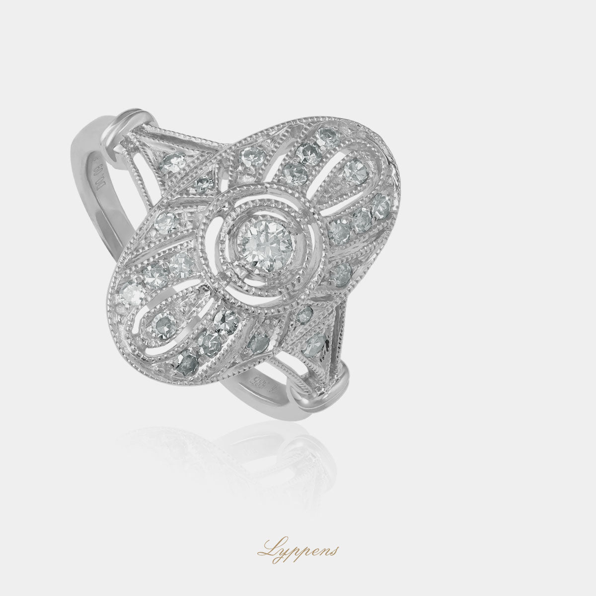 White gold ring with diamonds