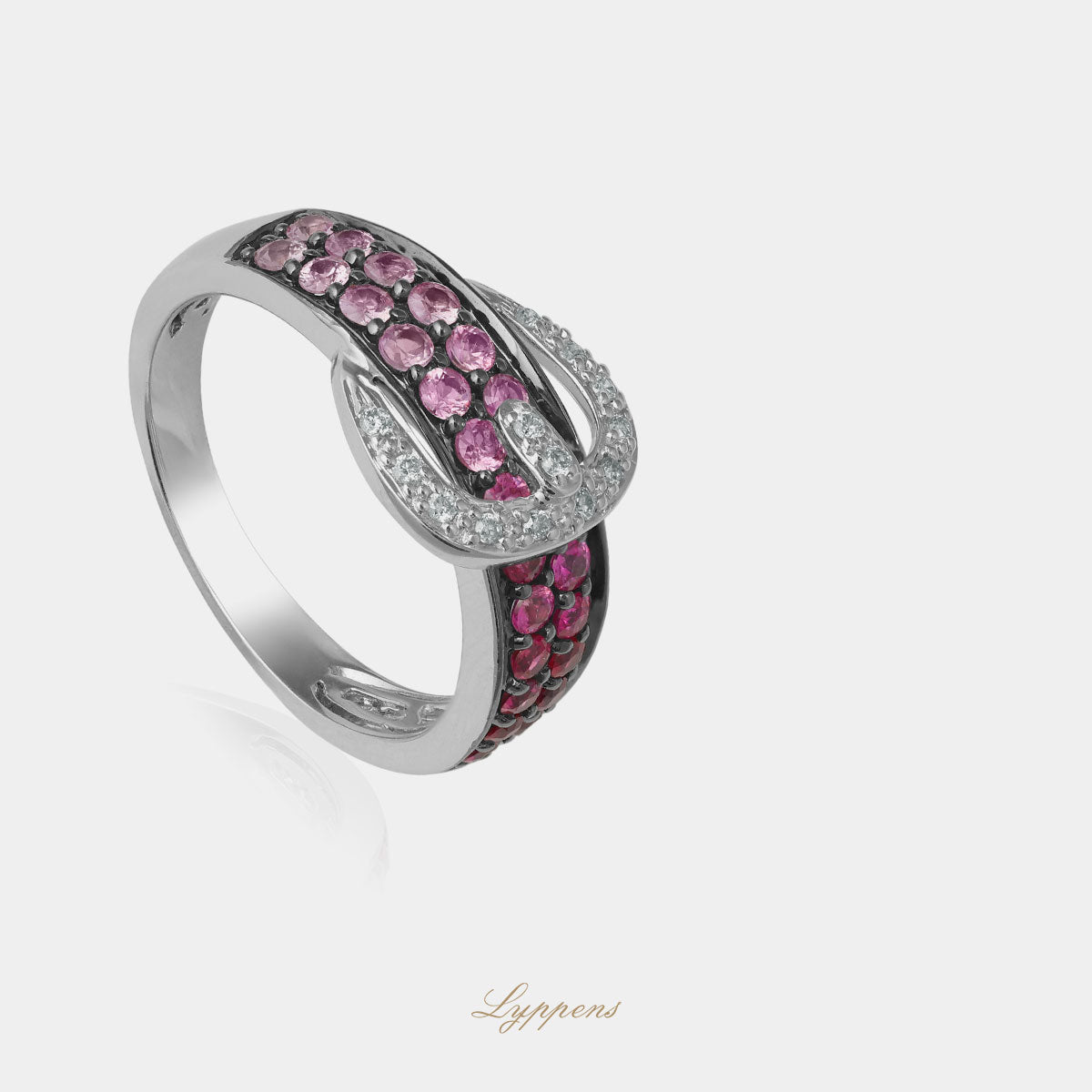Witgouden vintage ring met saffier en diamant