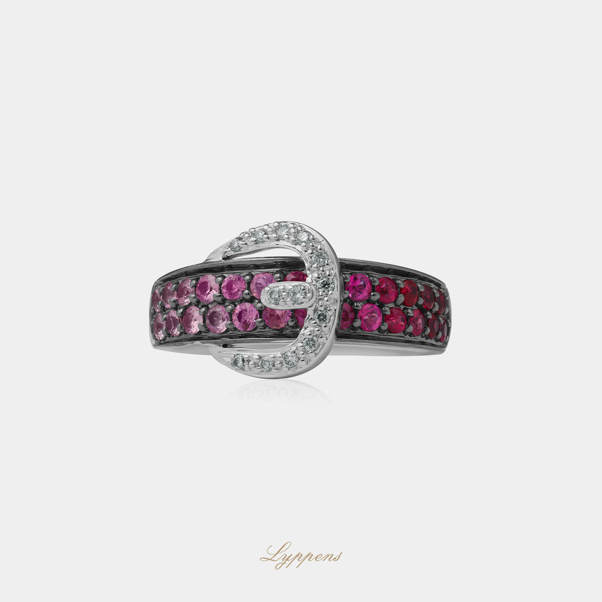 Witgouden vintage ring met saffier en diamant
