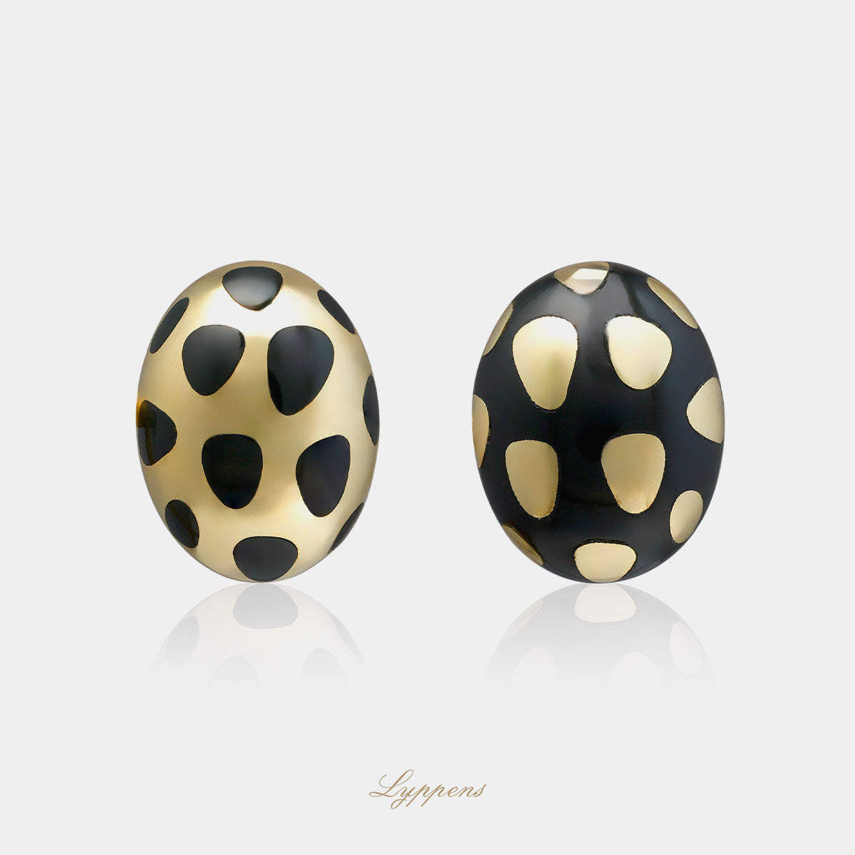Yellow gold vintage 1970s Tiffany & Co ‘positive & negative’ earrings with black jade