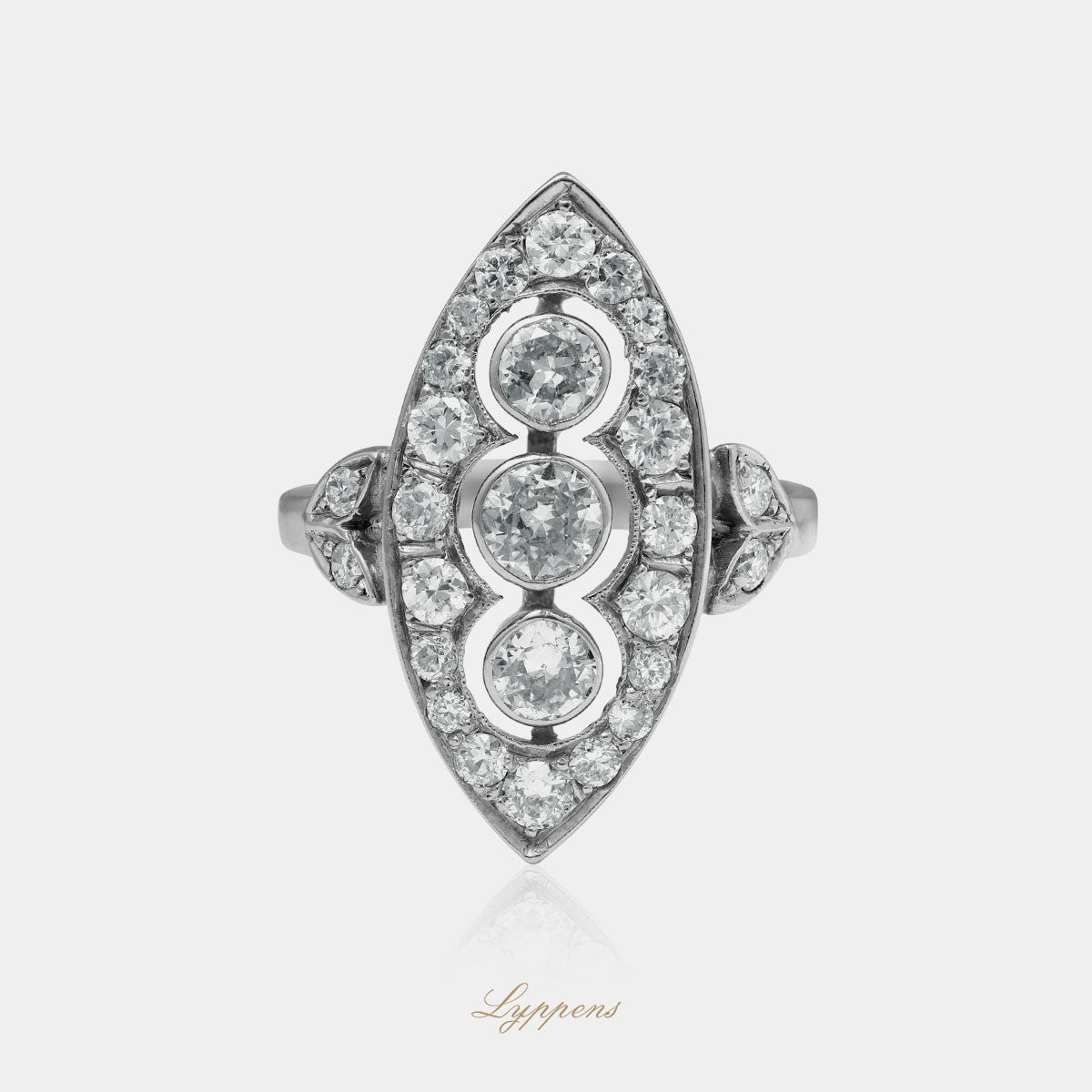 Witgouden vintage jaren '60 ring gezet met briljant geslepen diamant.