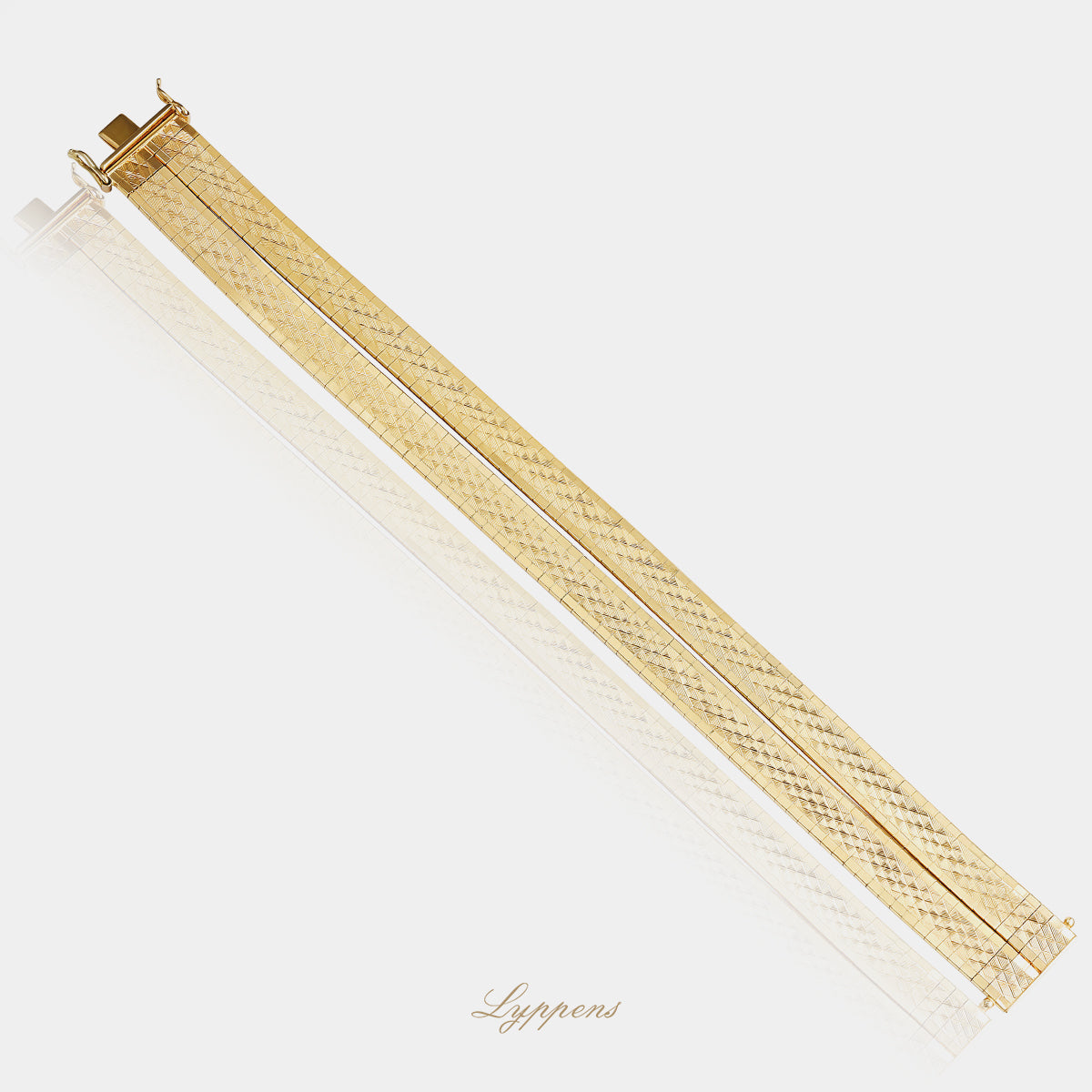 Vintage 18 karaat geelgouden armband uit de jaren 70 met ruitjes design