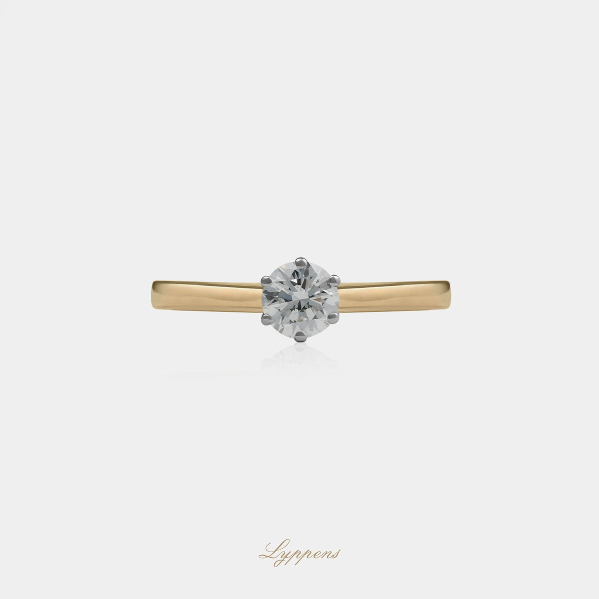 18kt geel- en witgouden solitair ring met briljant geslepen diamant 0.50 ct E VS in Berlijn montuur