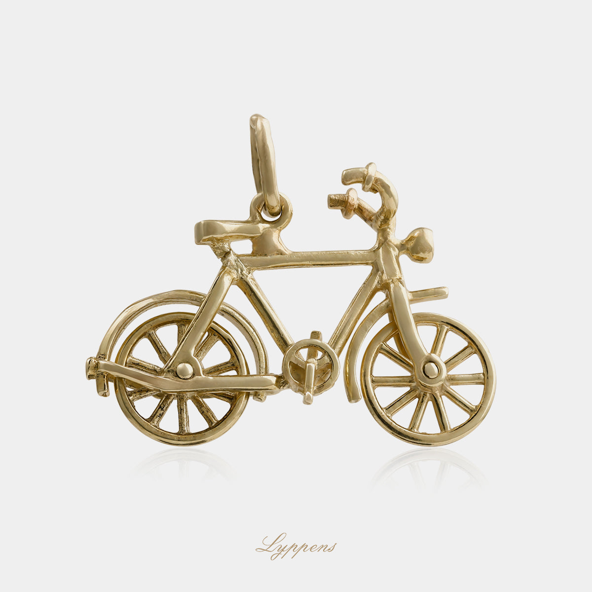 14kt geelgouden bedel fiets hanger gouden fiets bedel sieraad voor ketting of armband
